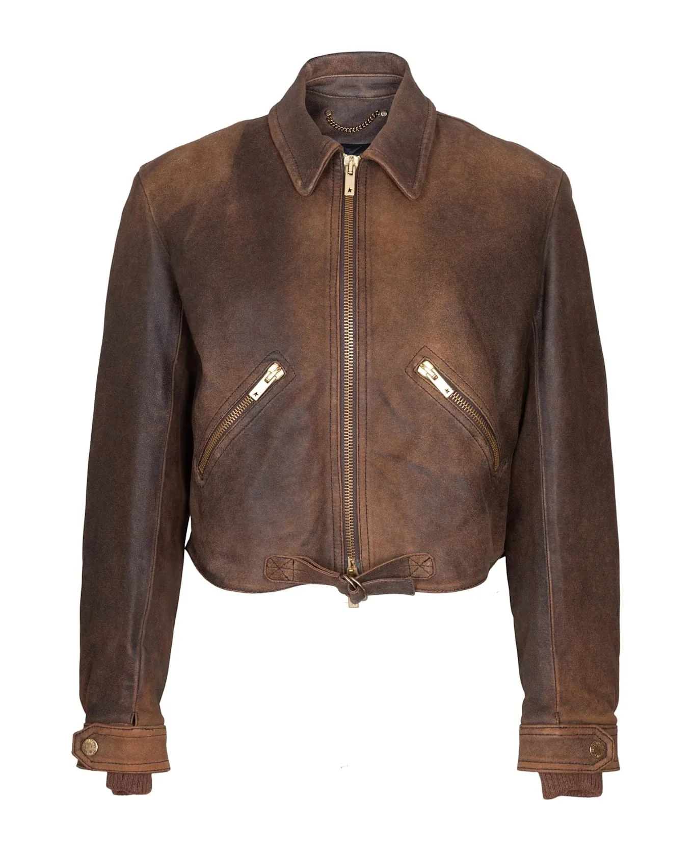Golden Goose Journey Leather Jacket, Coffee Color - 1