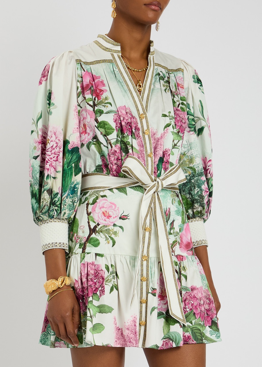 Alice + Olivia Cora Floral-print Stretch-cotton Mini Dress - 2