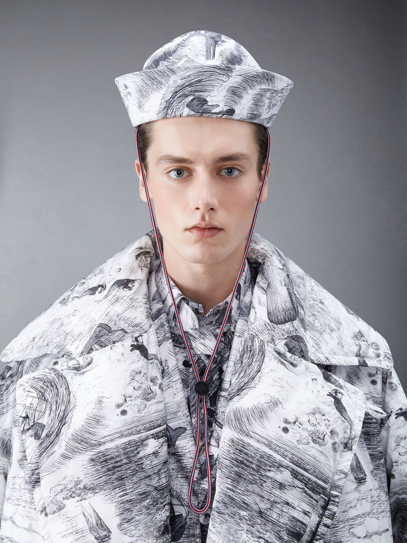 Nautical Toile Canvas Turn Back Bucket Hat 4