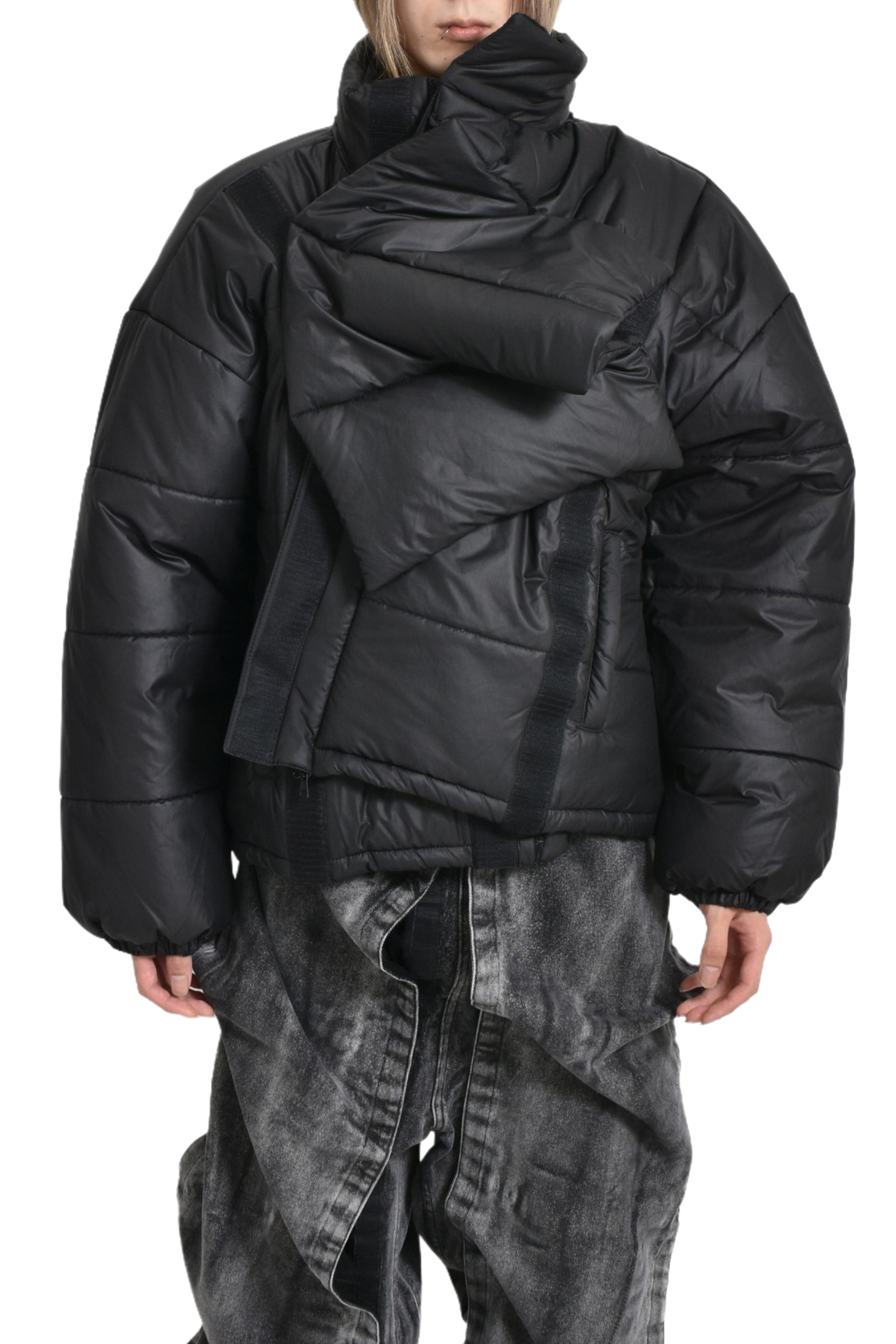 VELCRO PUFFER JACKET / BLK - 1