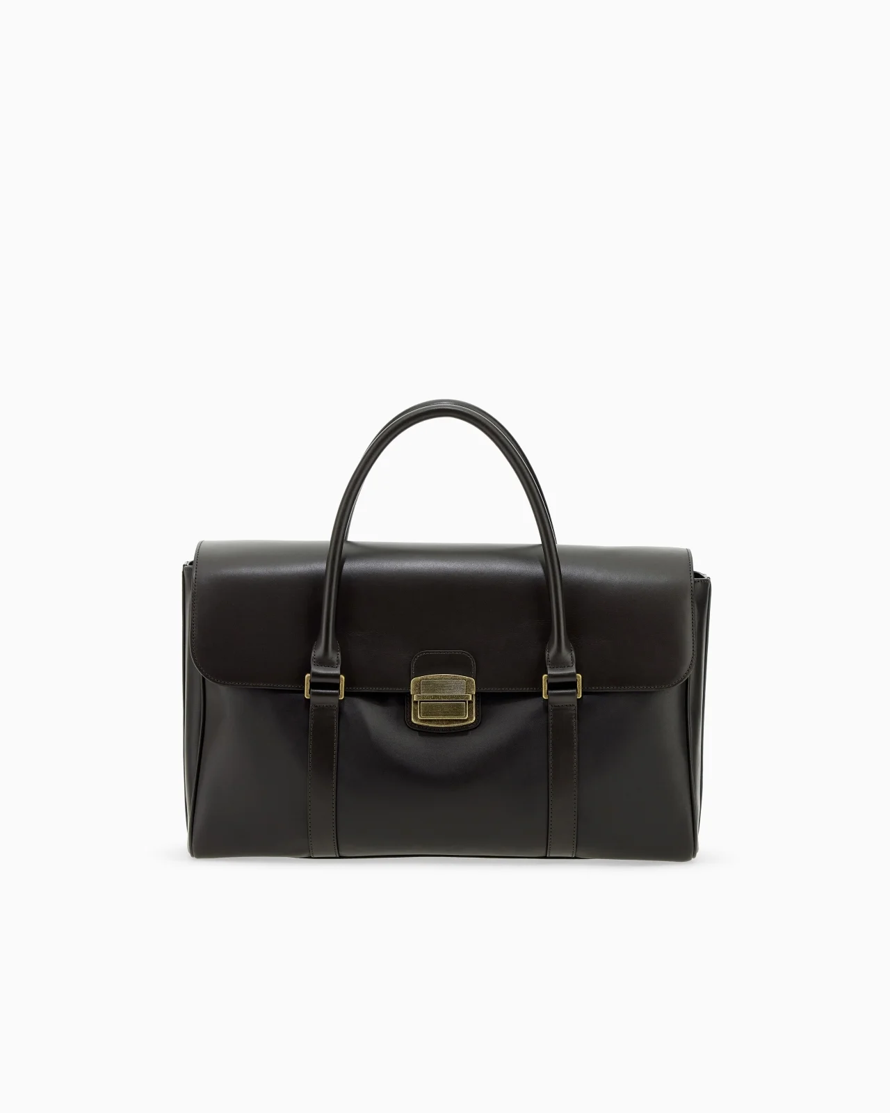 LEATHER BRIEFCASE WITH A FLAP CLOSURE AND A METAL CLASP - 1