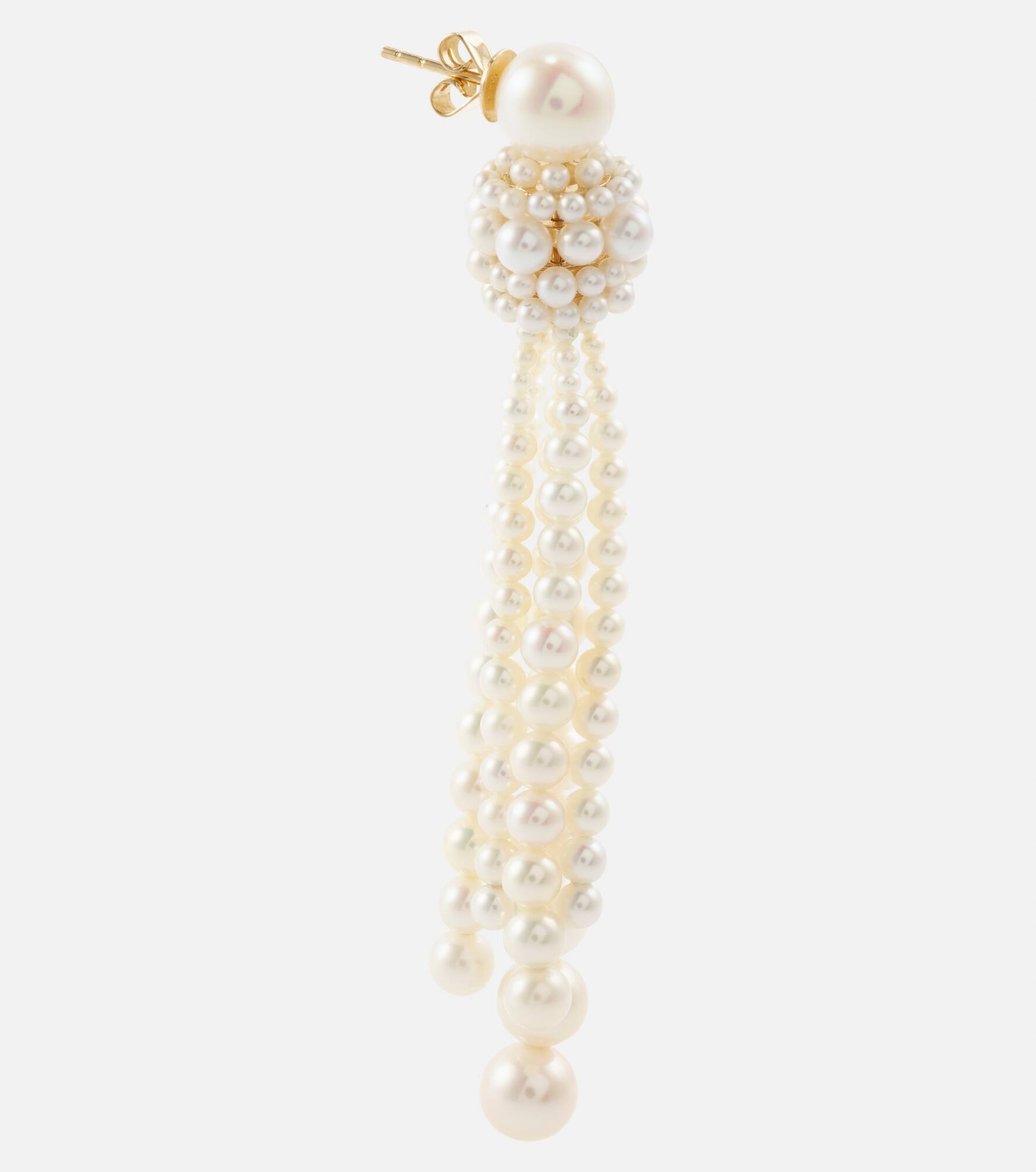Colonna Grande 14kt gold earrings with pearls - 4