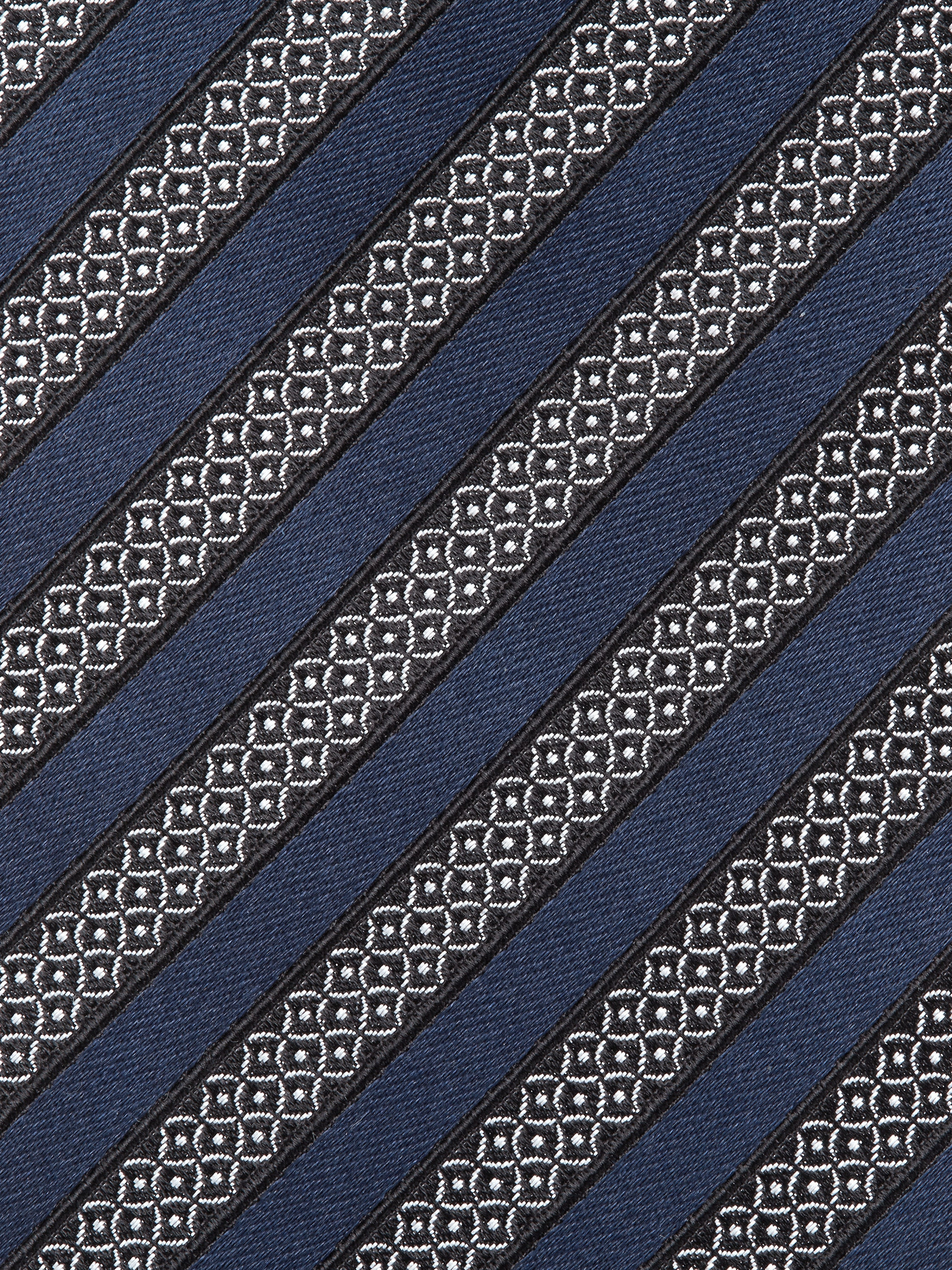 DARK BLUE SILK AND COTTON TIE - 2