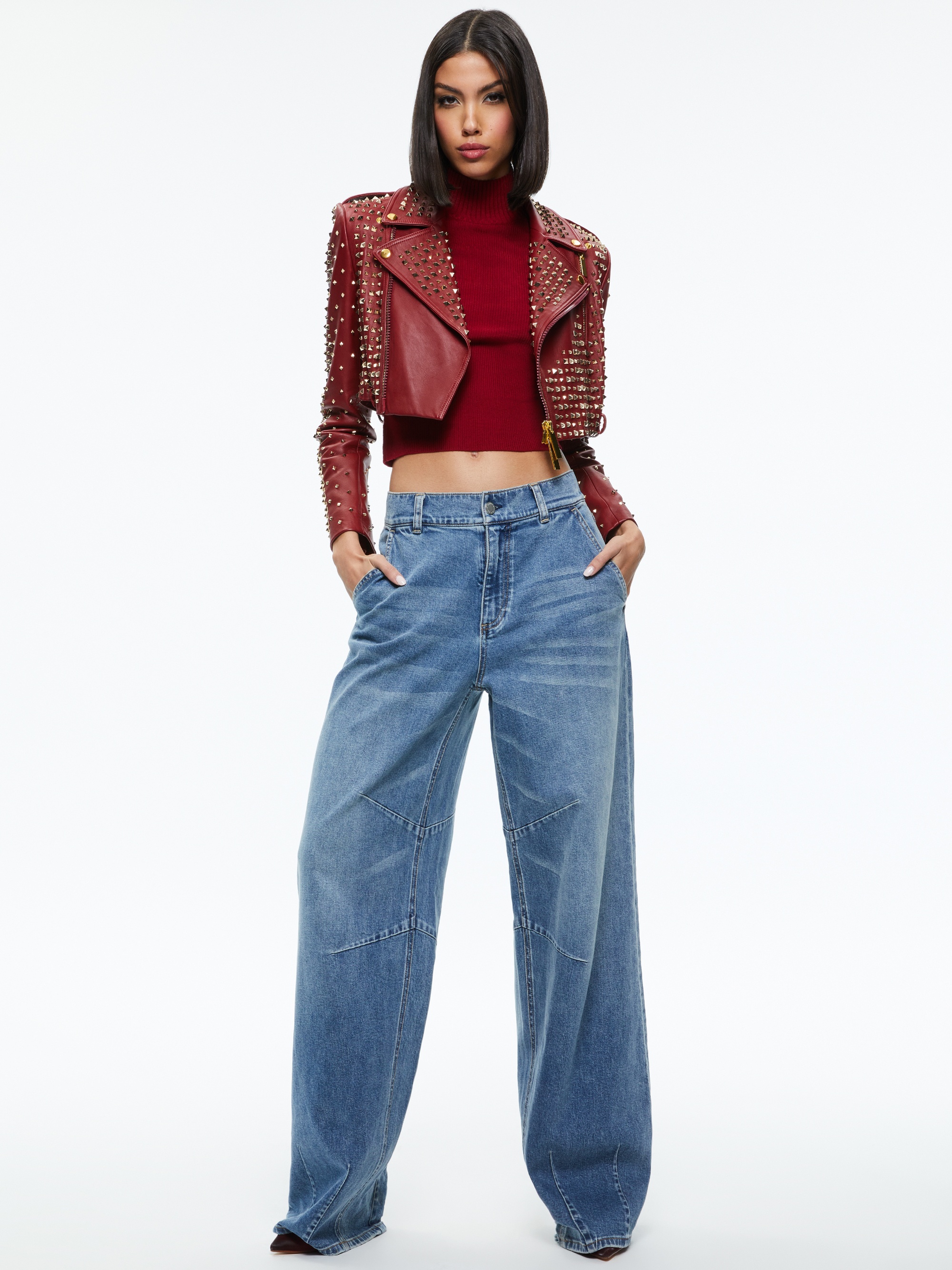 KRISHNA LEATHER CROPPED MOTO JACKET - 5