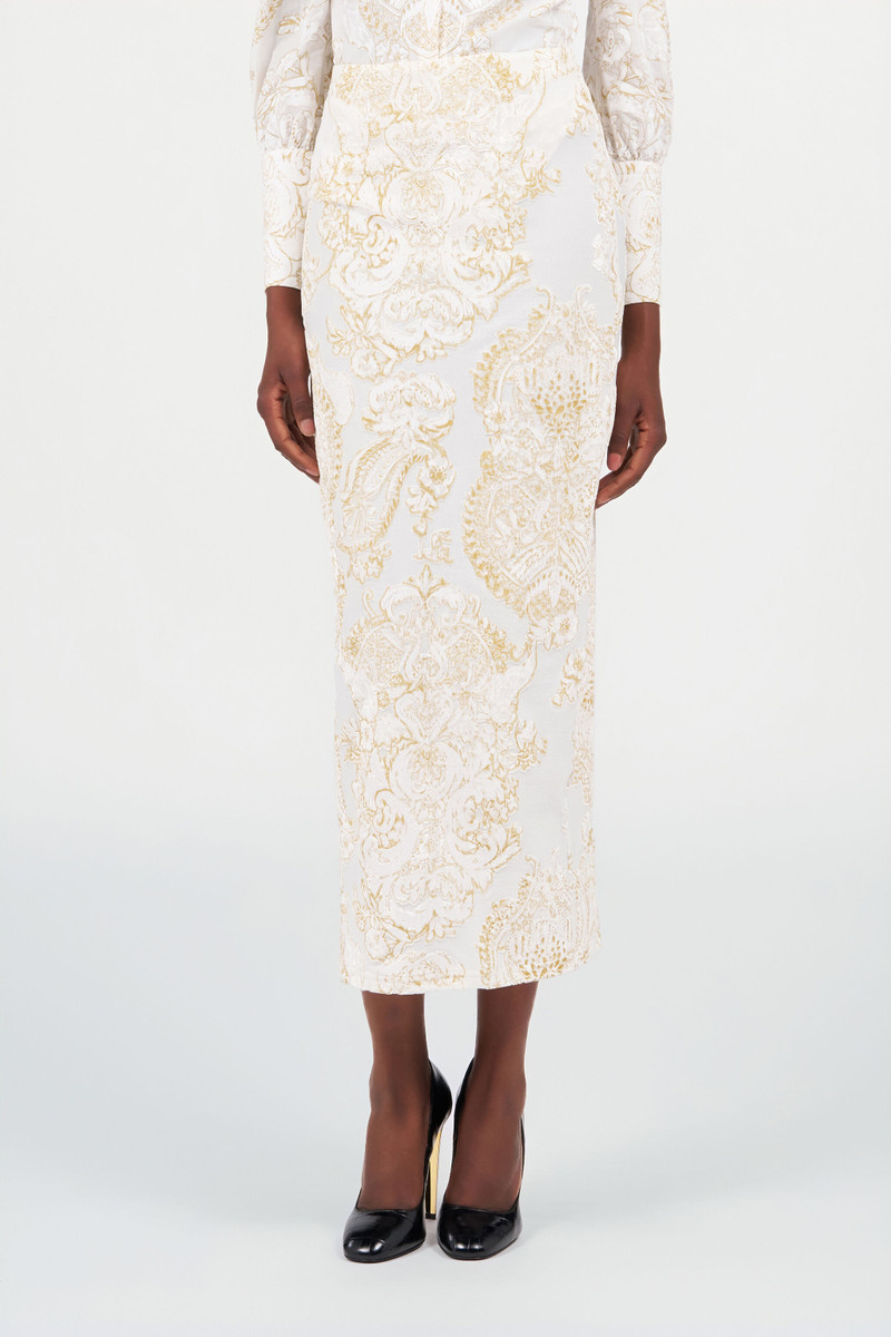 Ornamental White Print Skirt 3