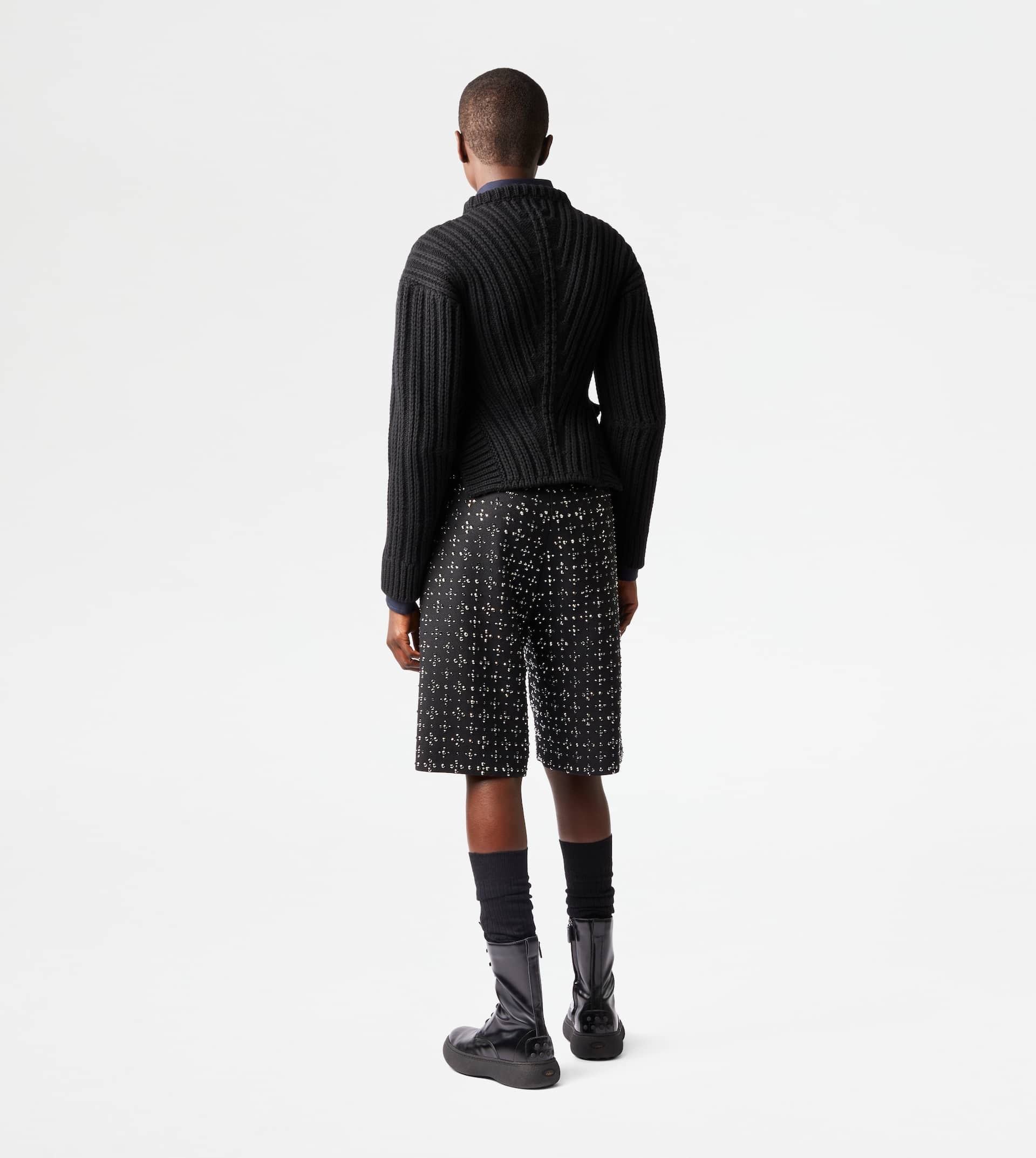 BERMUDA SHORTS WITH RHINESTONES - BLACK - 3
