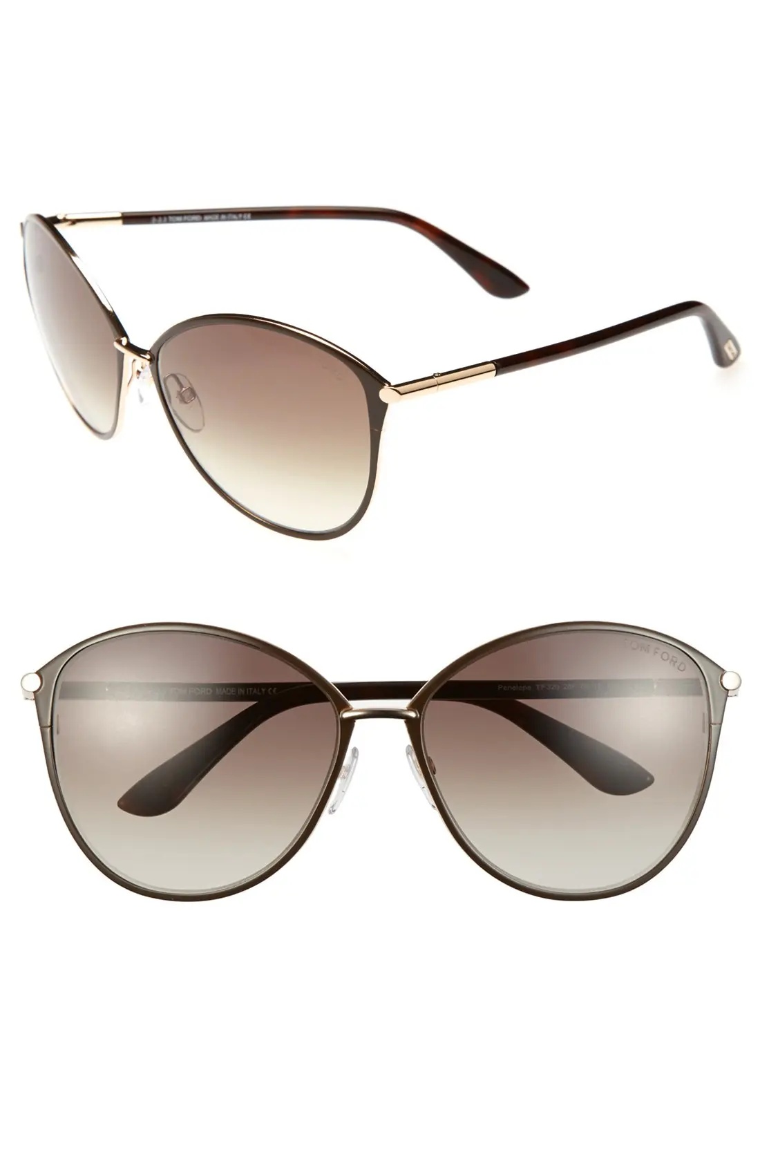 Penelope 59mm Gradient Cat Eye Sunglasses in Shiny Rose Gold/Dark Brown - 1