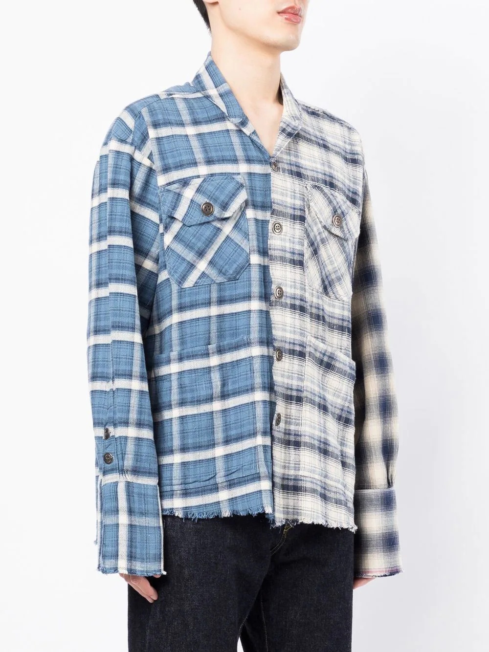 two-tone checked shirt - 3