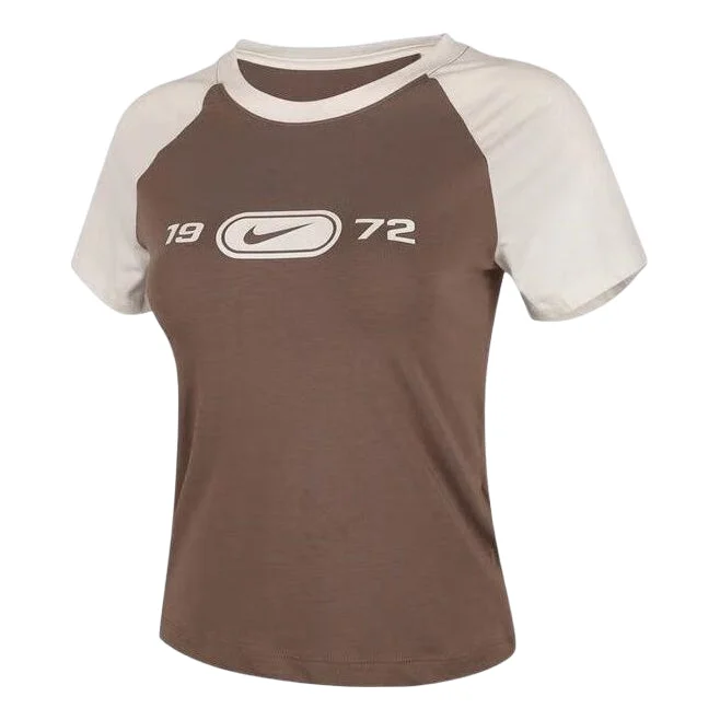 (WMNS) Nike Knit T-Shirt Asia Sizing 'Brown' HV4993-134 - 1