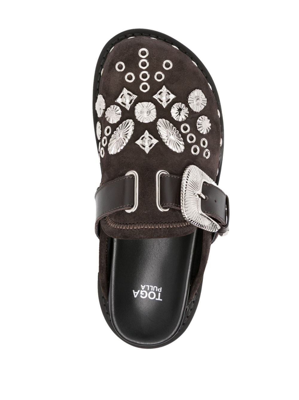 eyelet-detailing leather mules - 4