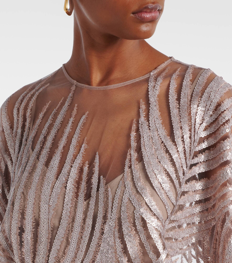 Embroidered sheer tulle gown 4