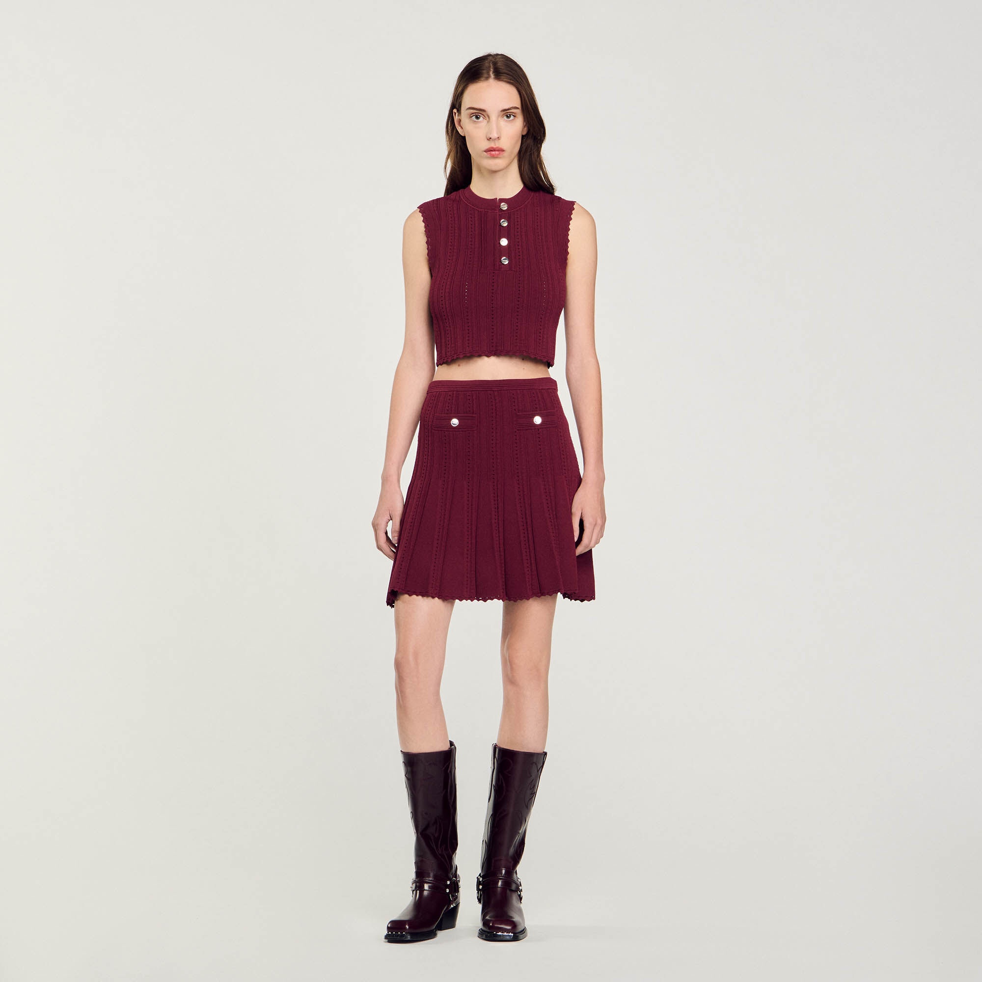 SLEEVELESS SHORT SWEATER - 3