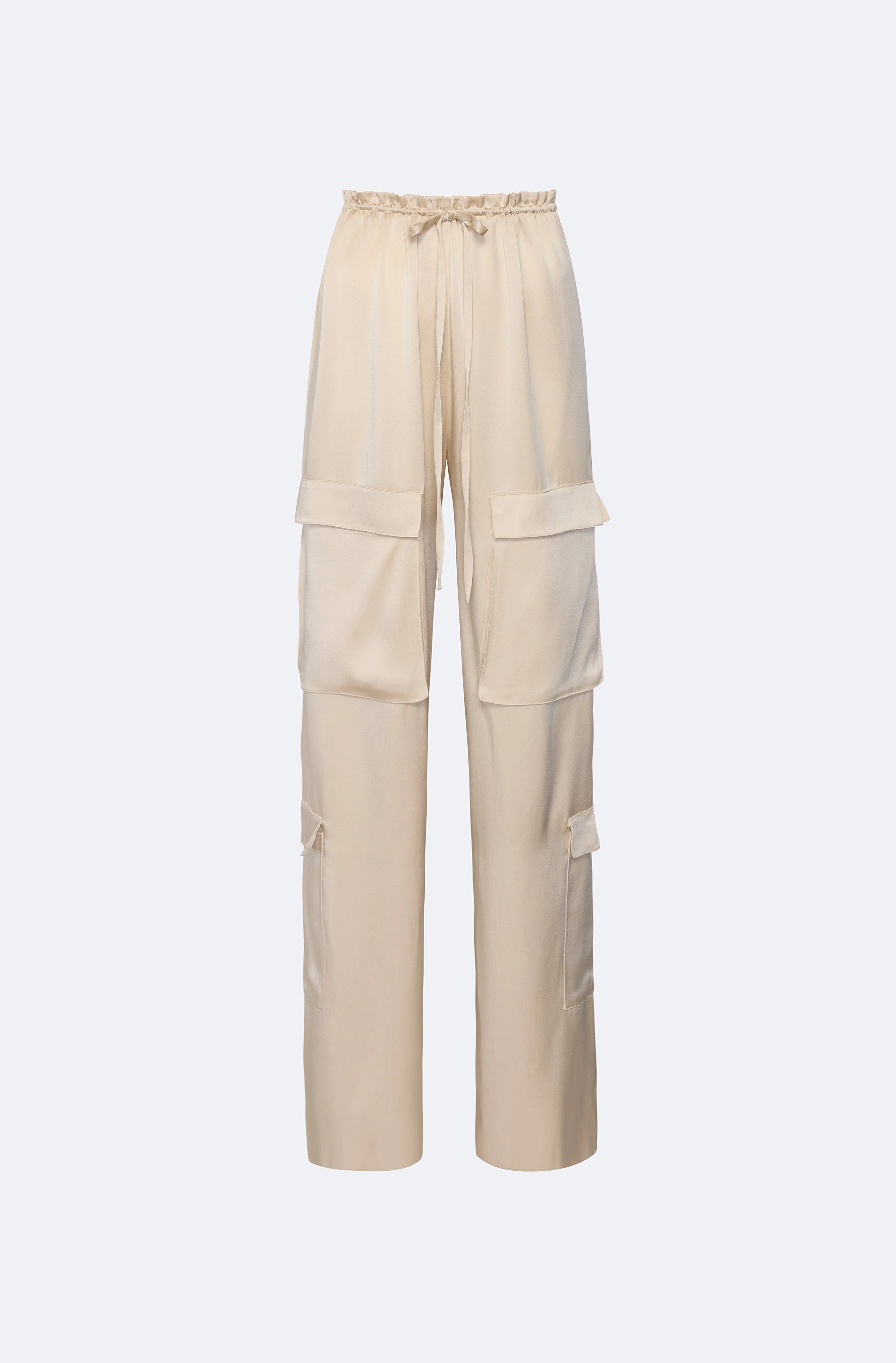 Satin Drawstring Cargo Pant - 1