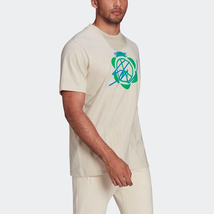 adidas originals Casual Round Neck Printing Short Sleeve Beige HI3298 - 4
