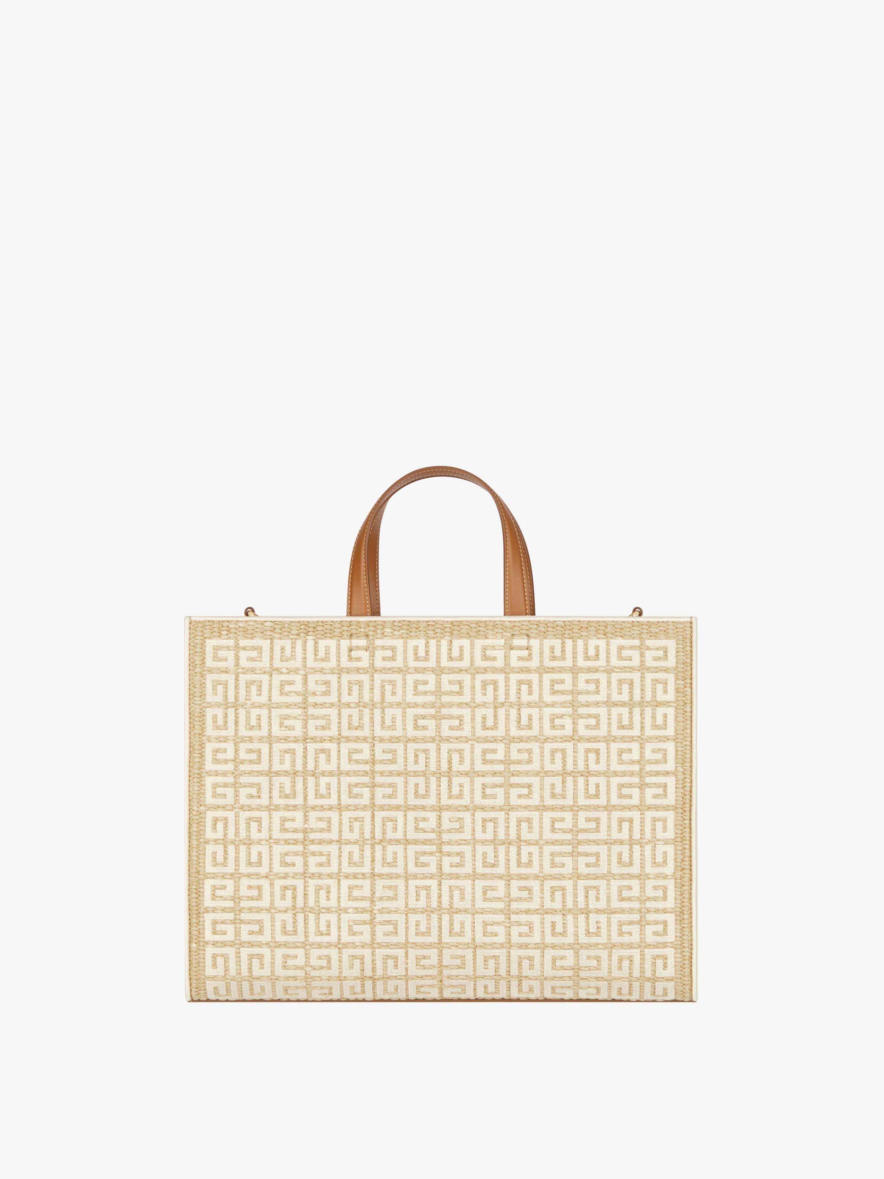 MEDIUM G TOTE SHOPPING BAG IN 4G EMBROIDERED RAFFIA - 4