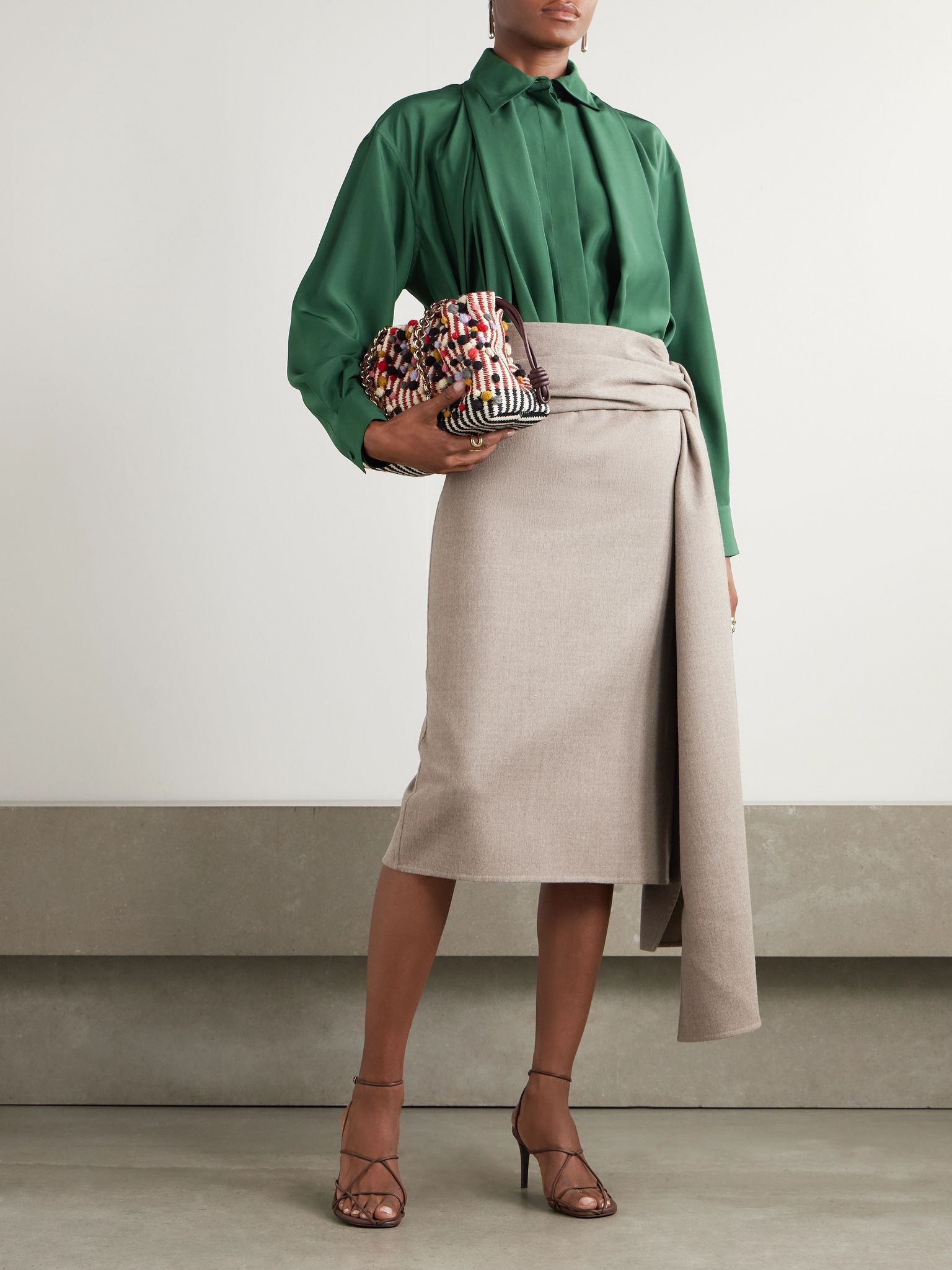 Draped silk blouse Green - 2