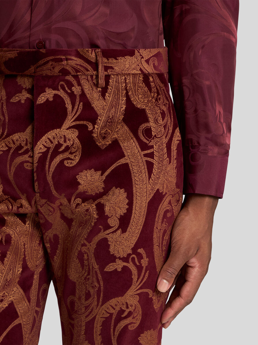 FLORAL PAISLEY COTTON EVENING TROUSERS - 3
