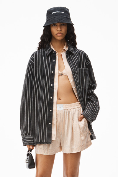 Alexander Wang CRYSTAL STRIPE OVERSIZED SHIRT IN DENIM outlook