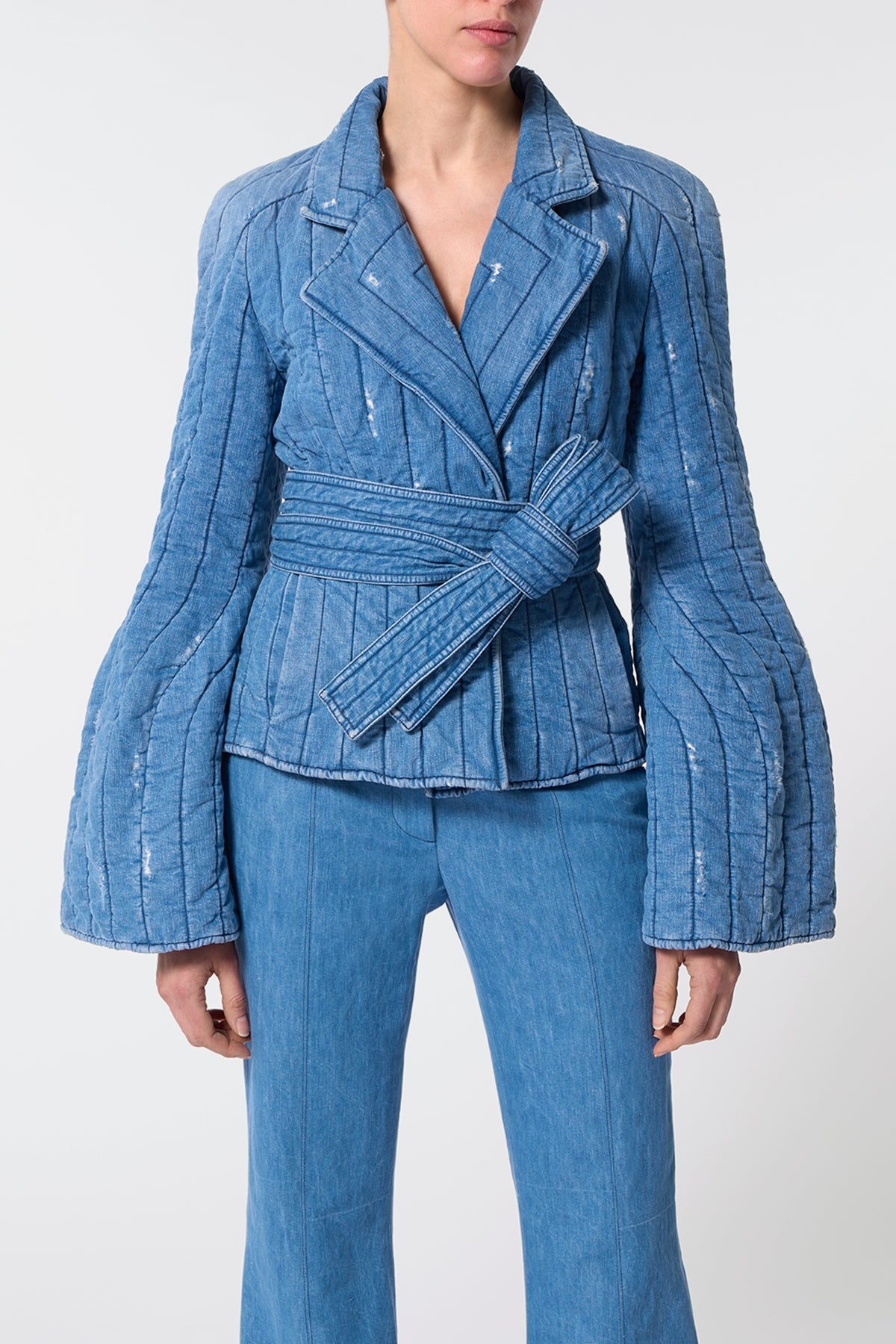 Merve Jacket in Light Blue Denim Recycled Cotton Linen - 5