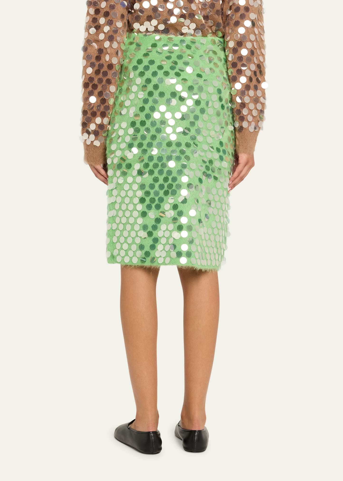 Delphine Paillettes Mohair-Wool Pencil Skirt - 3