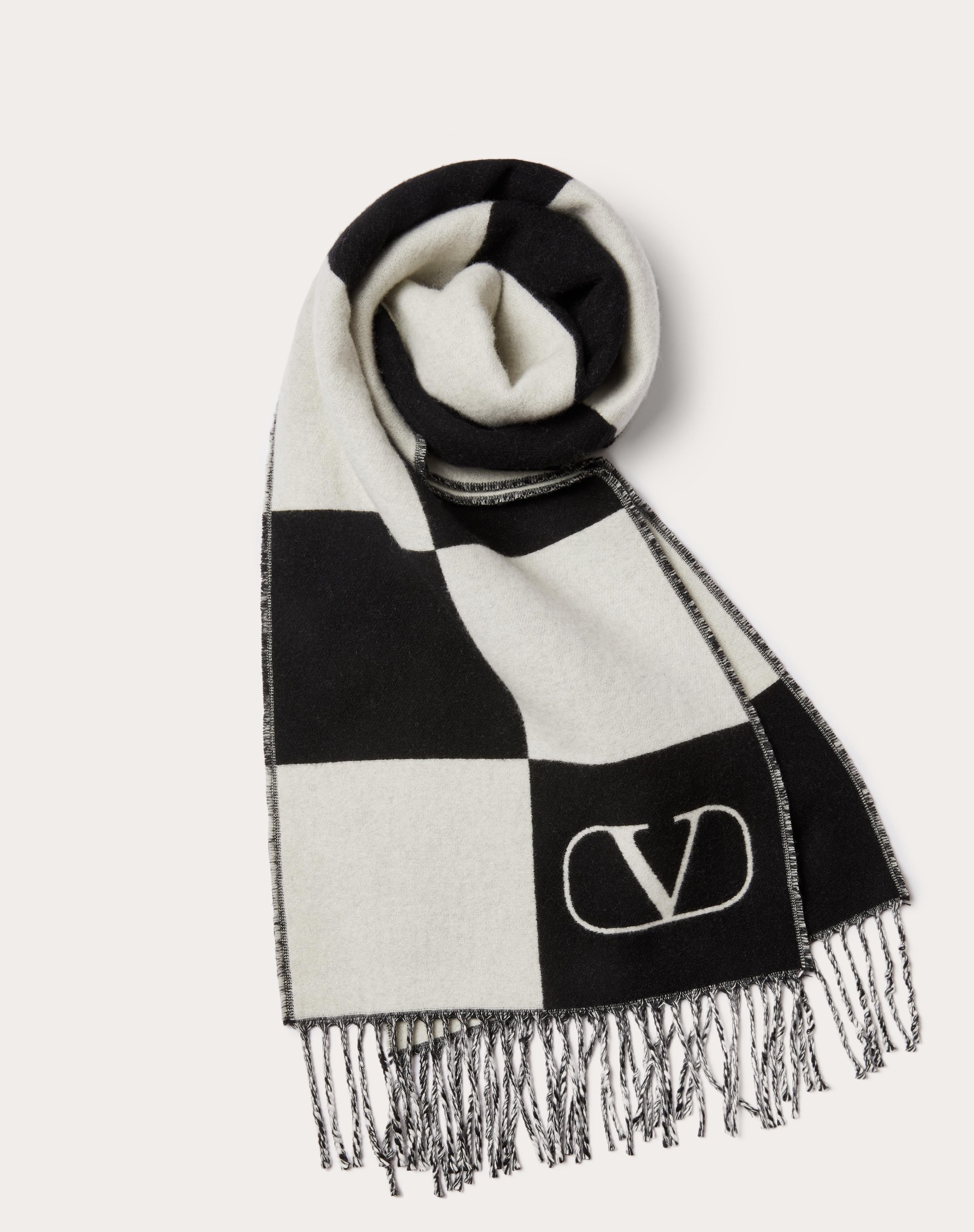 EXCHESS WOOL AND CASHMERE SCARF WITH EXCHESS JACQUARD WORK - 1