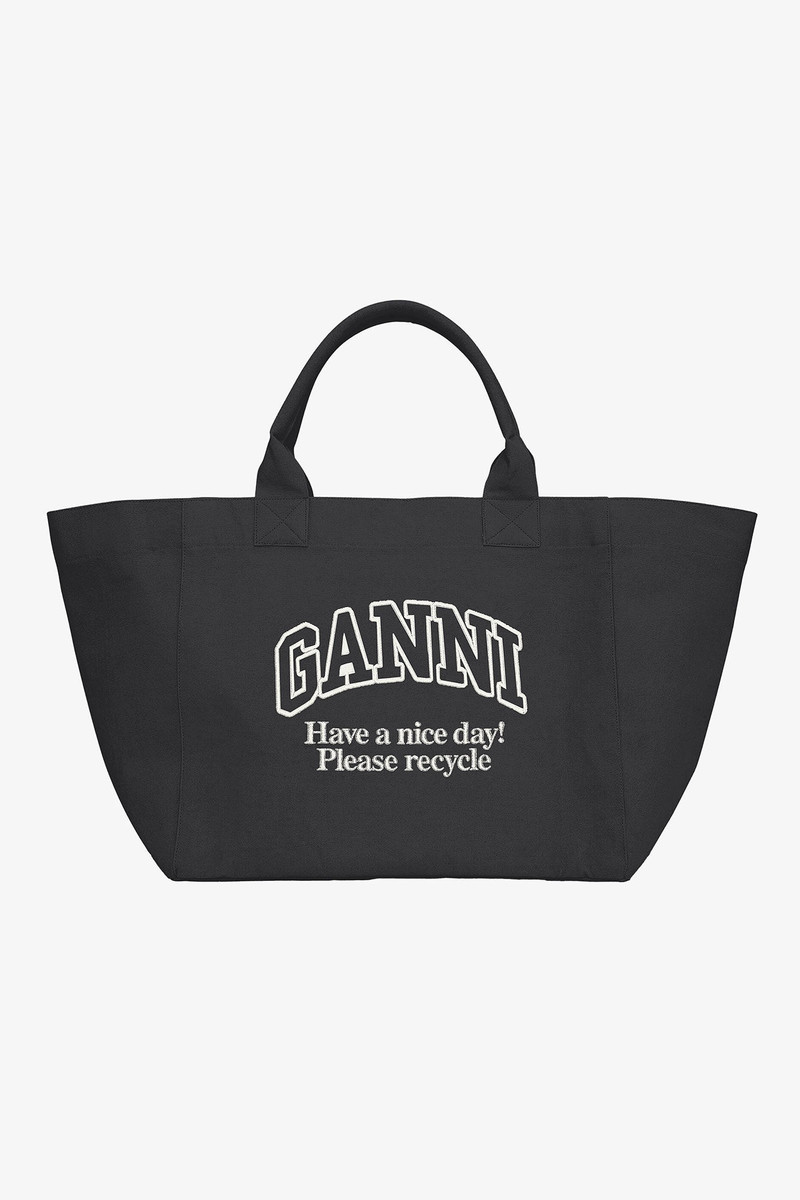 BLACK OVERSIZED CANVAS TOTE BAG 1