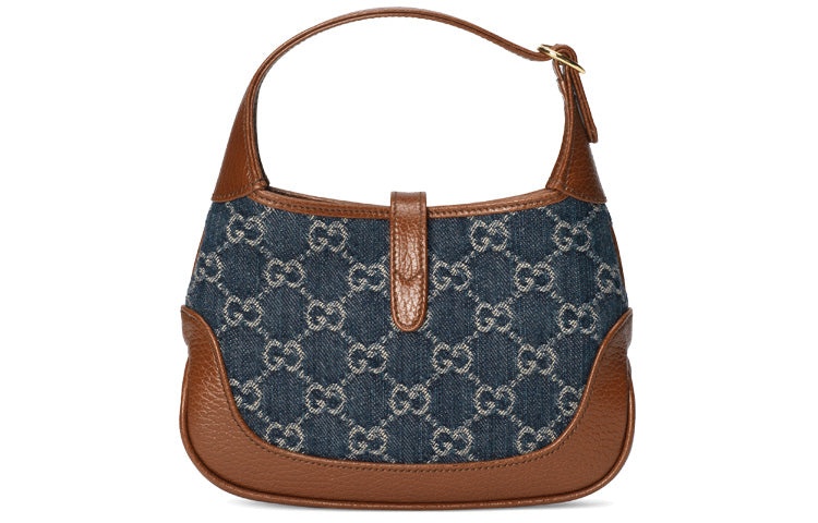(WMNS) Gucci Jackie 1961 Series miniDenimSingle Shoulder Bag Brown color combination 637092-2KQGG-83 - 7