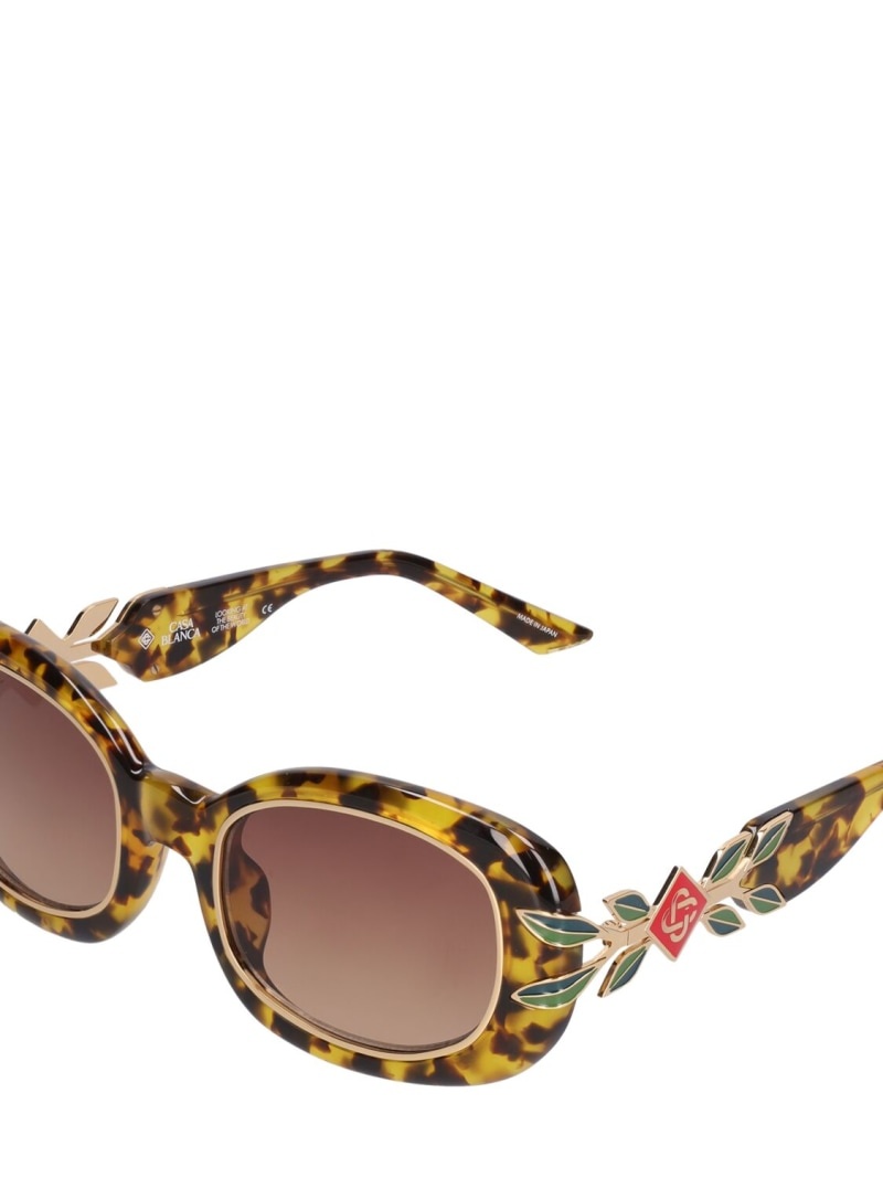 Oval acetate sunglasses w/laurel detail - 4