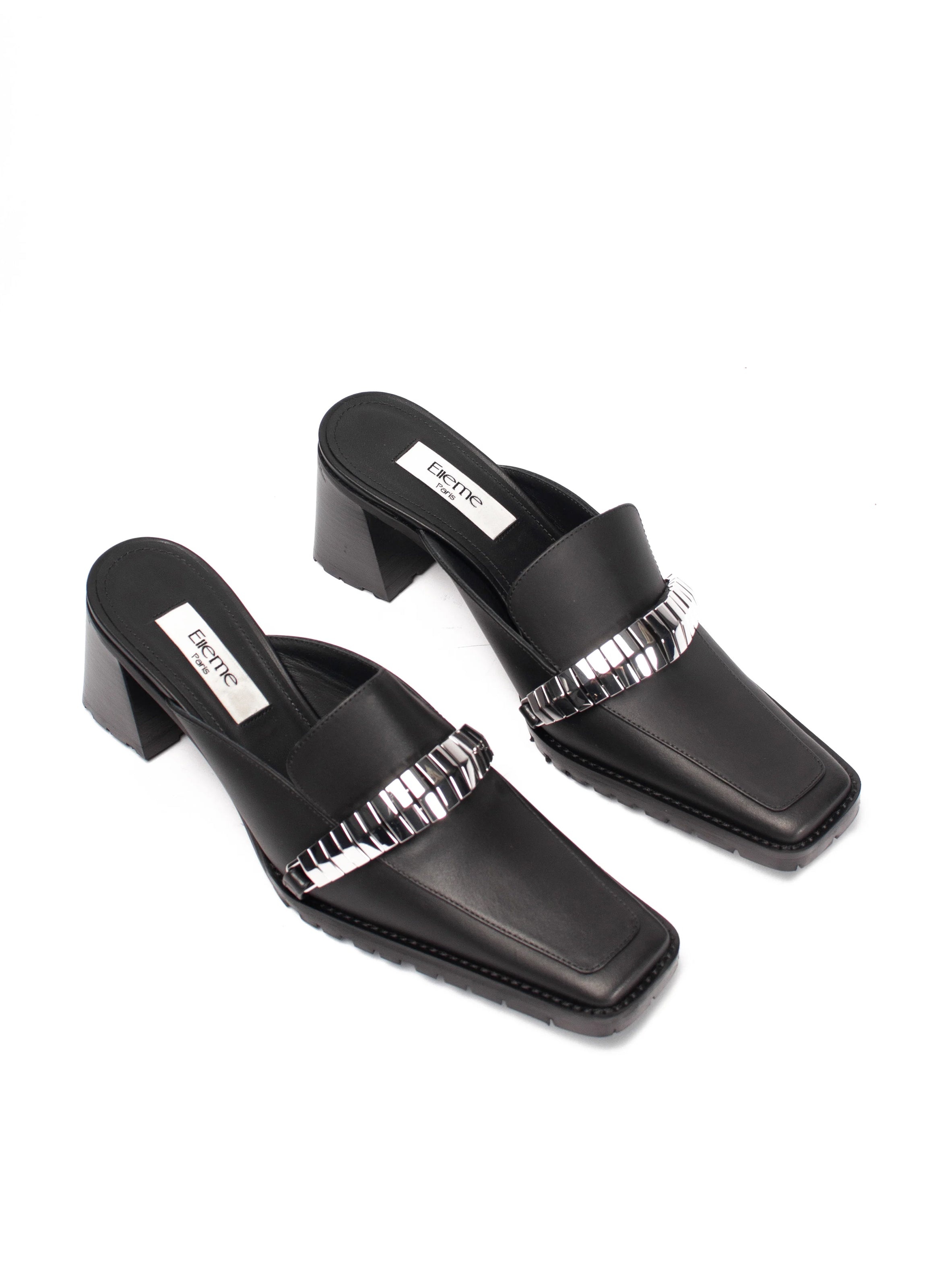 Eva Loafer Mule Leather/Metal Black - 2