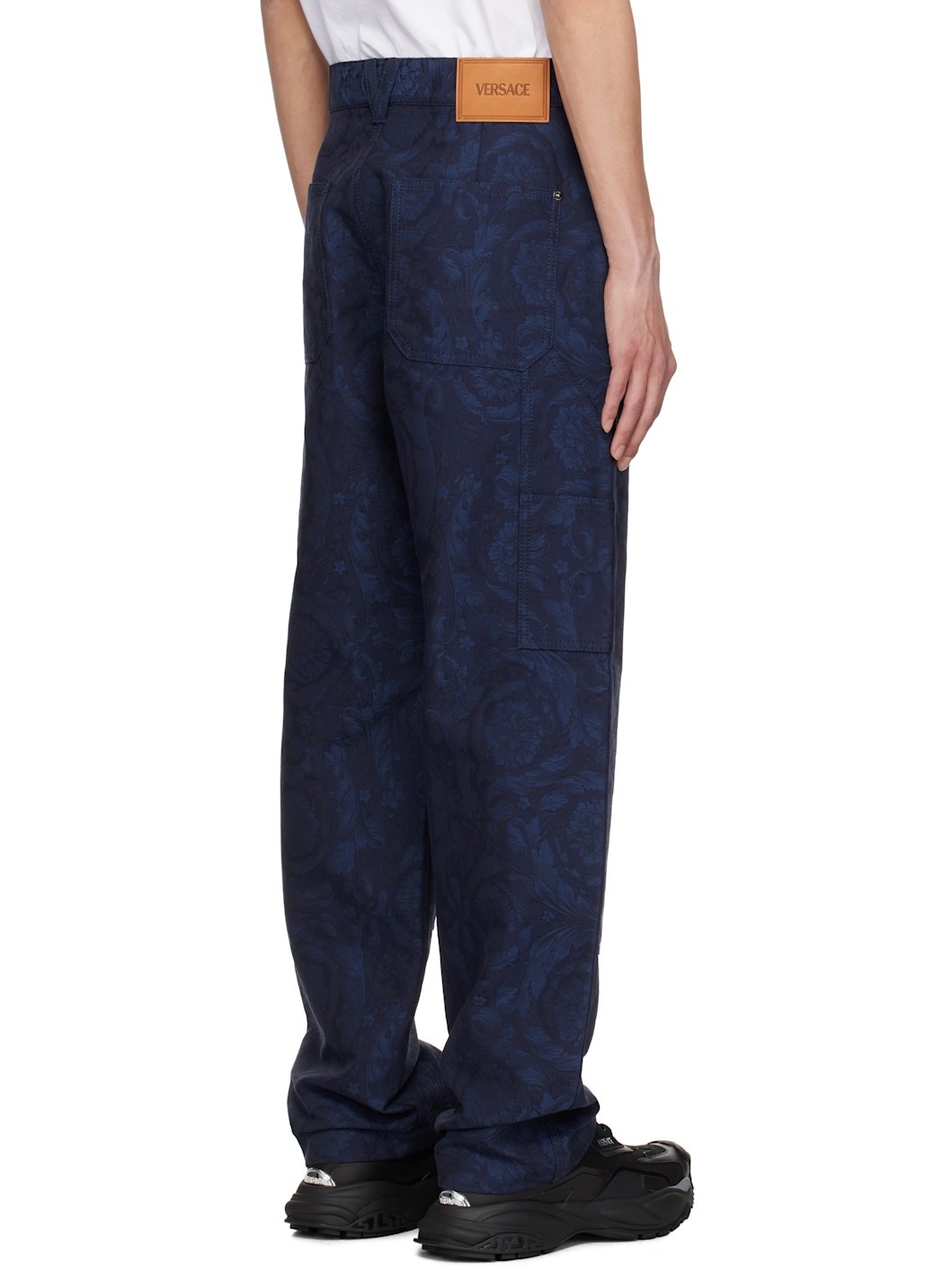 Blue Barocco Jacquard Carpenter Trousers - 3