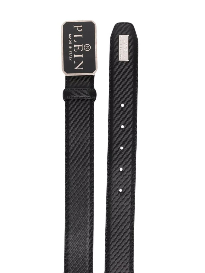 PHILIPP PLEIN logo-plaque textured belt outlook