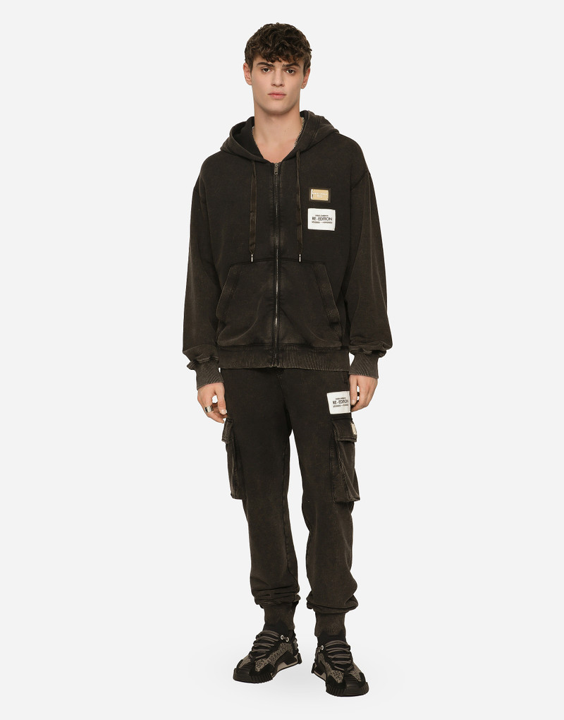 Dolce & Gabbana Washed jersey hoodie with logo zipper outlook