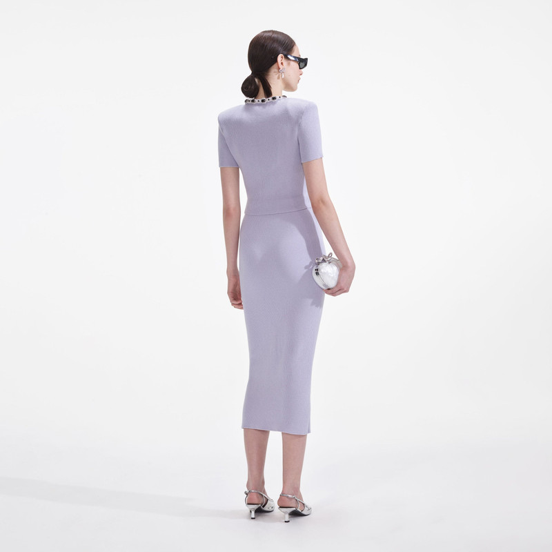 self-portrait Lilac Embellished Knit Top outlook