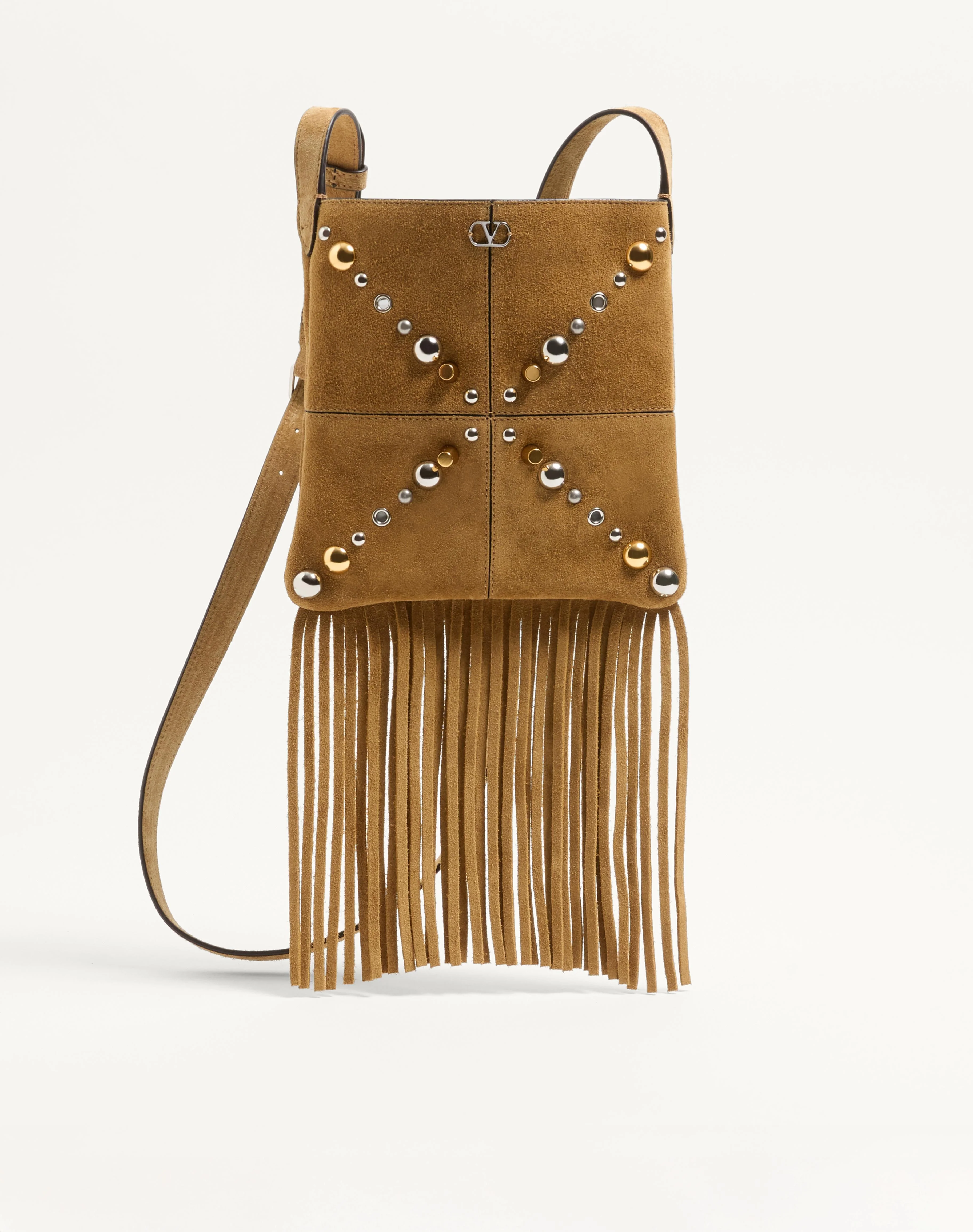 VALENTINO GARAVANI NELLCÔTE SMALL SHOULDER BAG IN SUEDE WITH FRINGES - 1