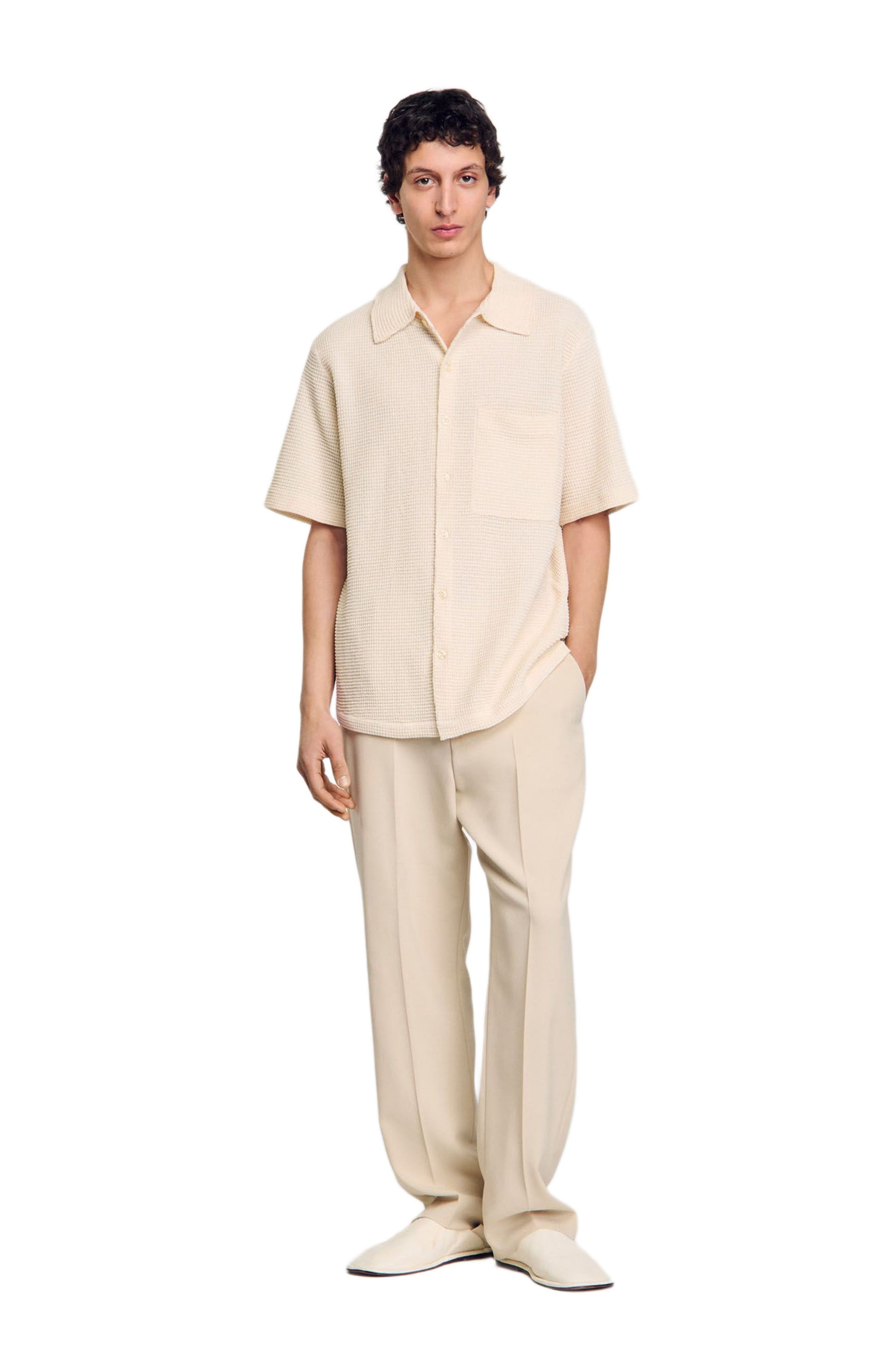 SANDRO Waffled shirt in Ivory. at Nordstrom - 6