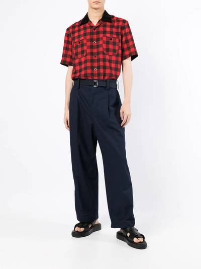 sacai gingham-check shortsleeved shirt outlook