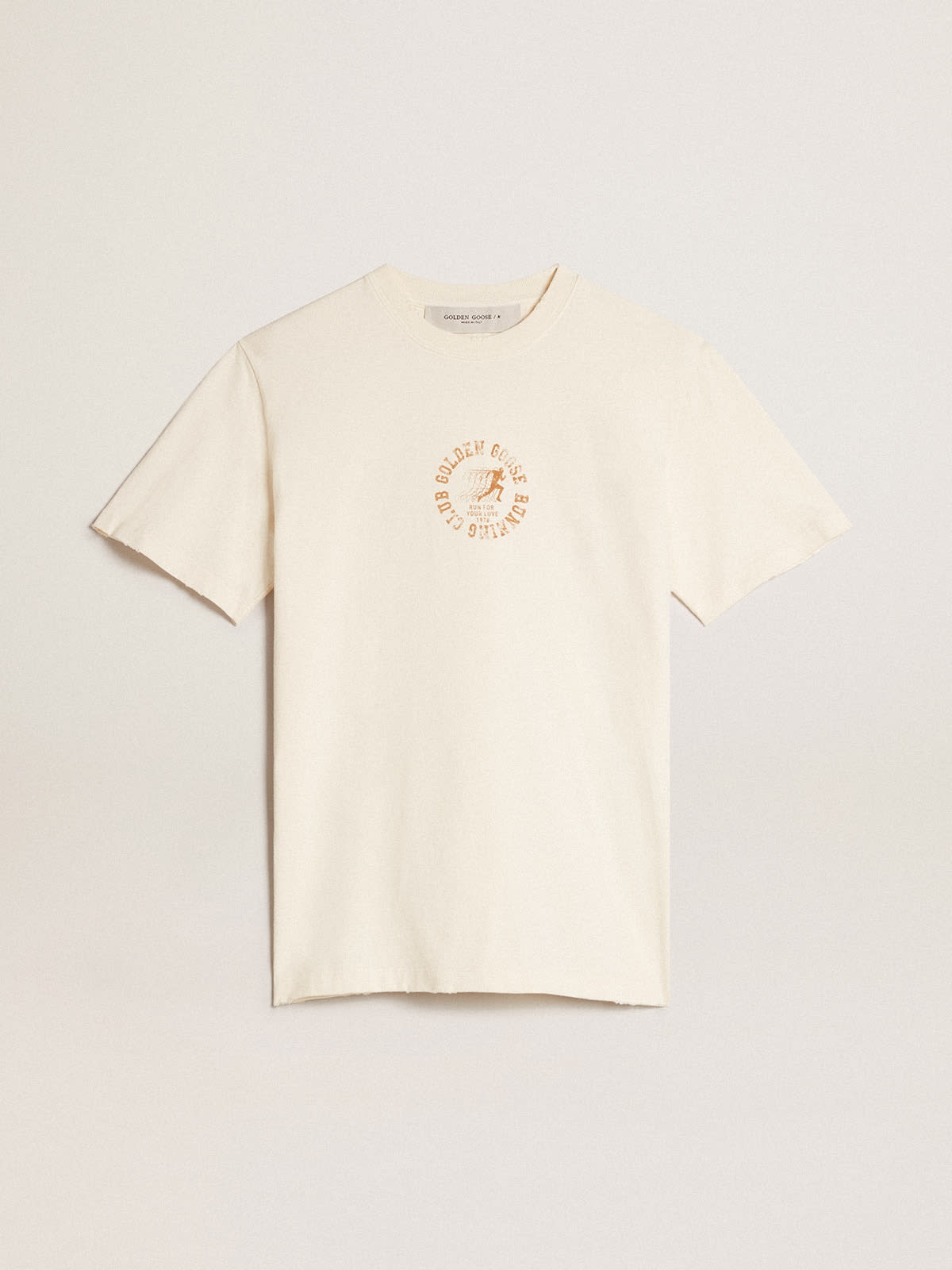 Aged white cotton T-shirt with seasonal logo - 1