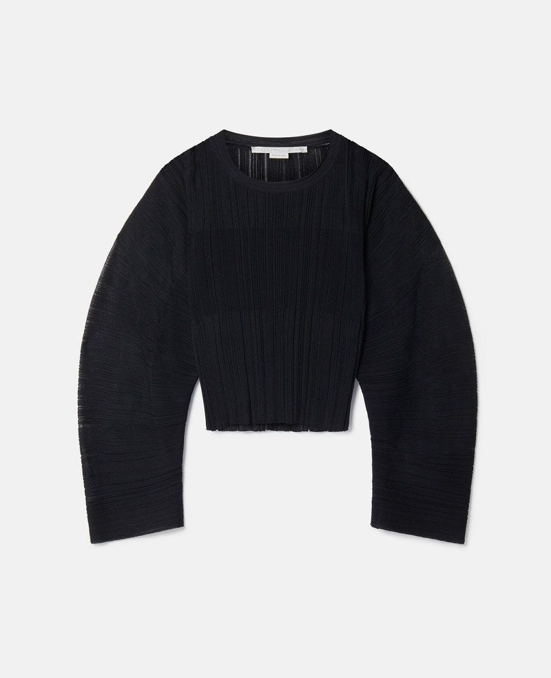 Banana Sleeve Plisse Pleat Knit Top - 1