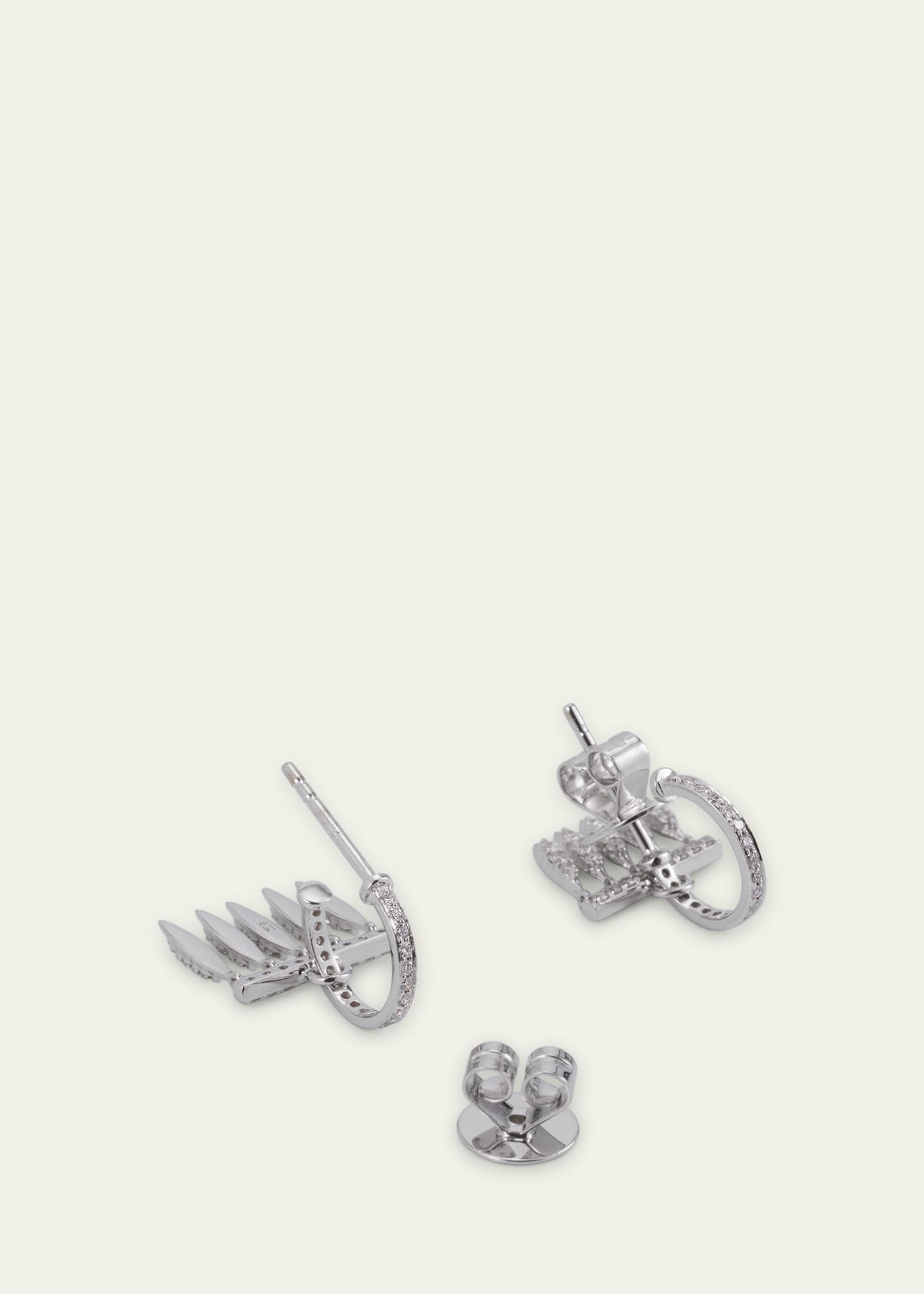 Grass Dewdrop Earrings in 18K White Gold - 4