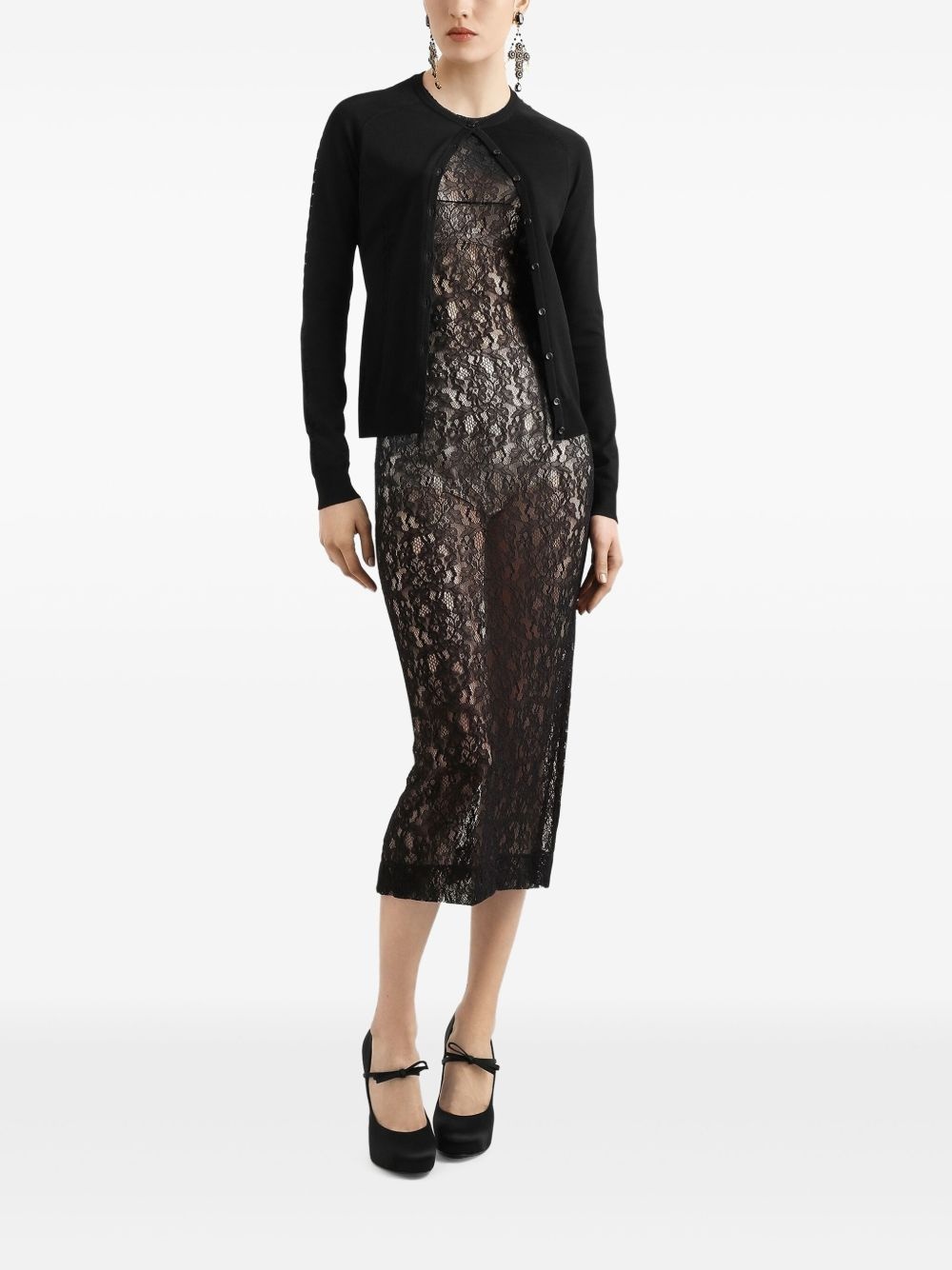 floral-lace midi dress - 2