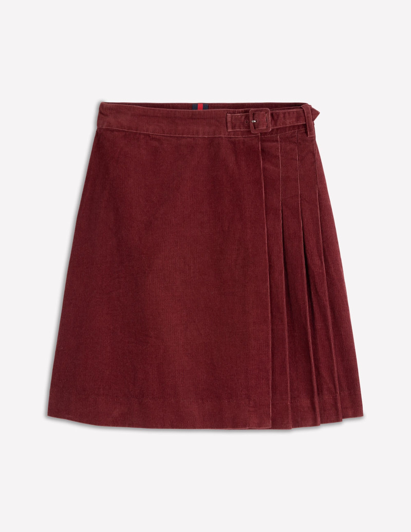 Helen Cord Kilt Skirt-Chestnut 1