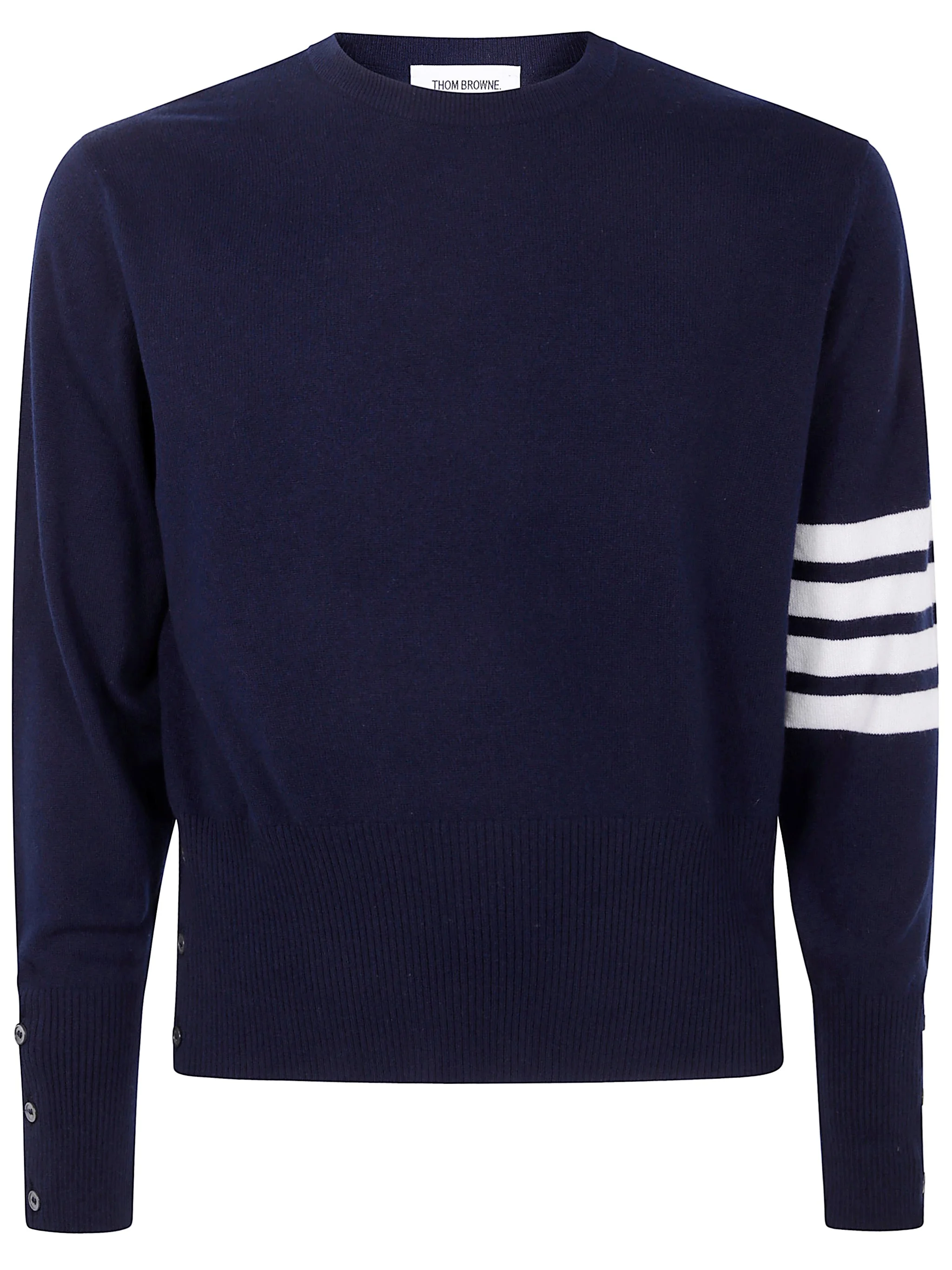 Classic Crewneck Short Pullover With White 4 Bar Stripe In - 1
