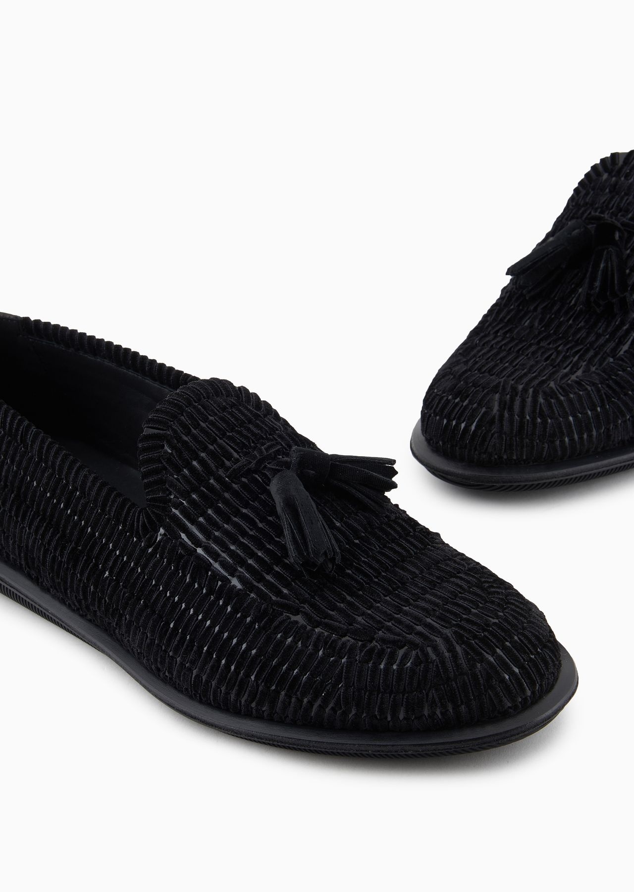 Braided velvet loafers with tassels - 5