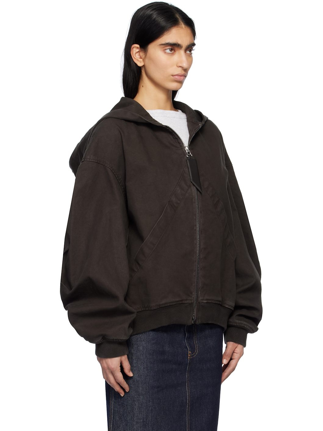 Brown Hooded Bomber Jacket - 2