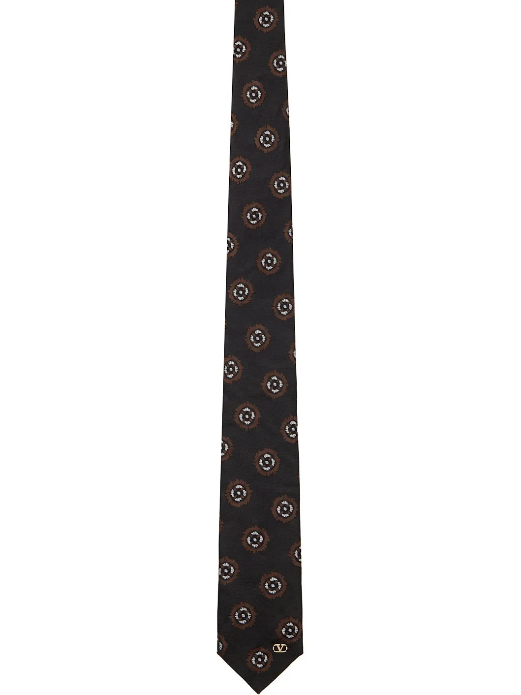 Black Valentie Silk Jacquard Tie - 1
