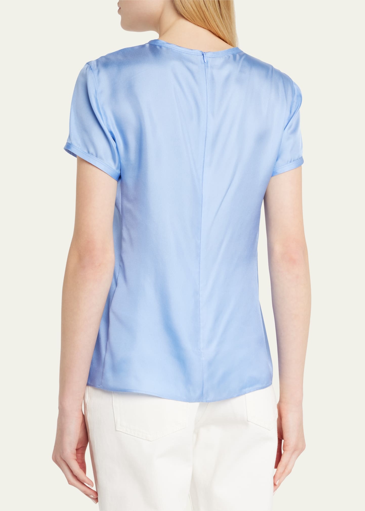 Crewneck Short-Sleeve Silk T-Shirt - 3