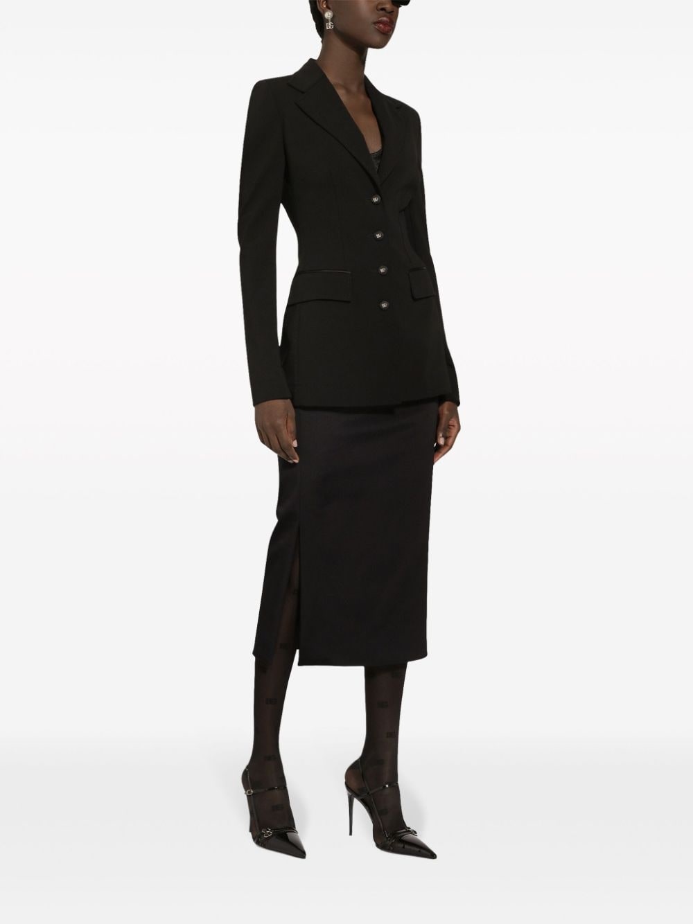 single-breasted fitted-waistline blazer - 3