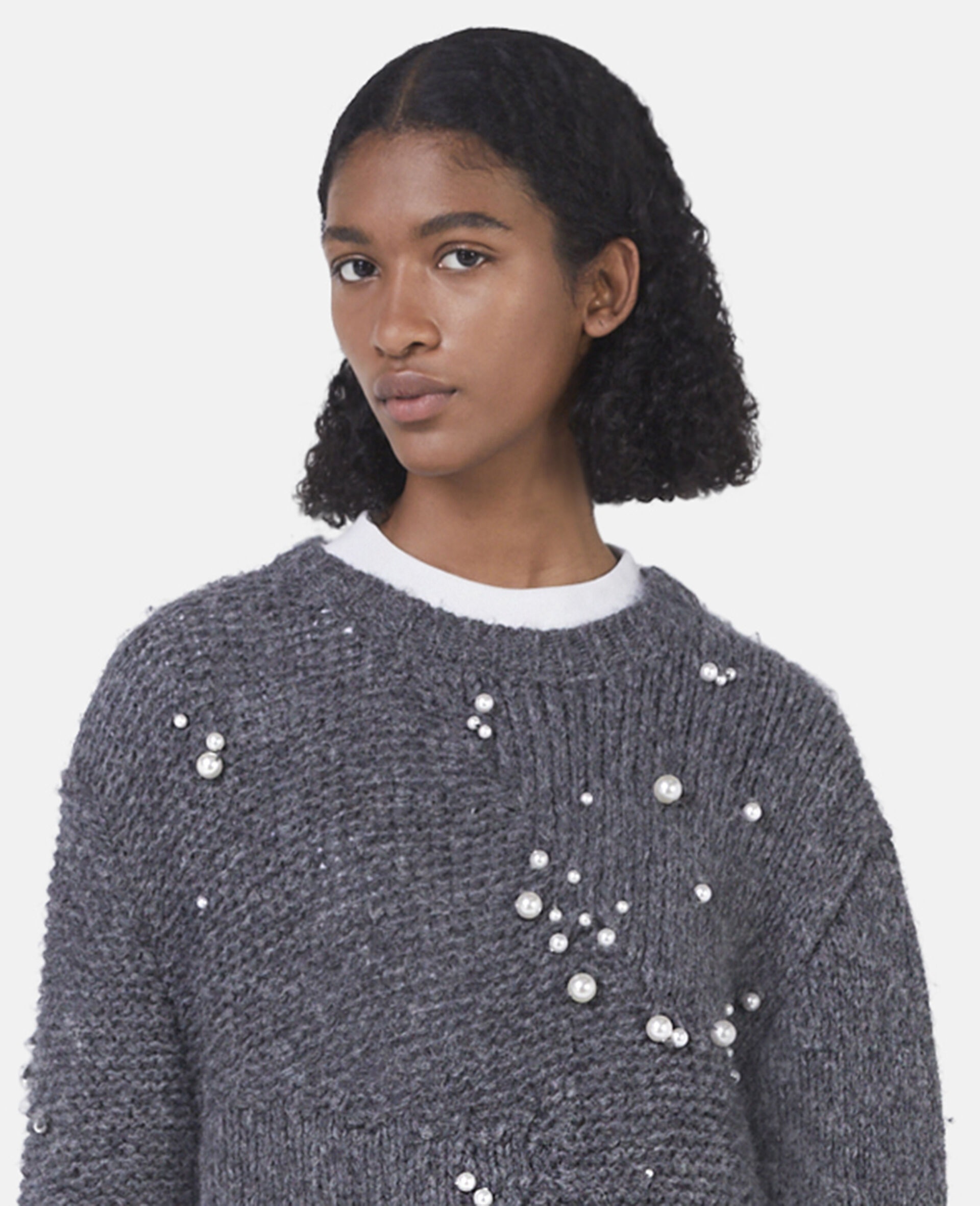 Pearl Embroidery Oversized Jumper - 4