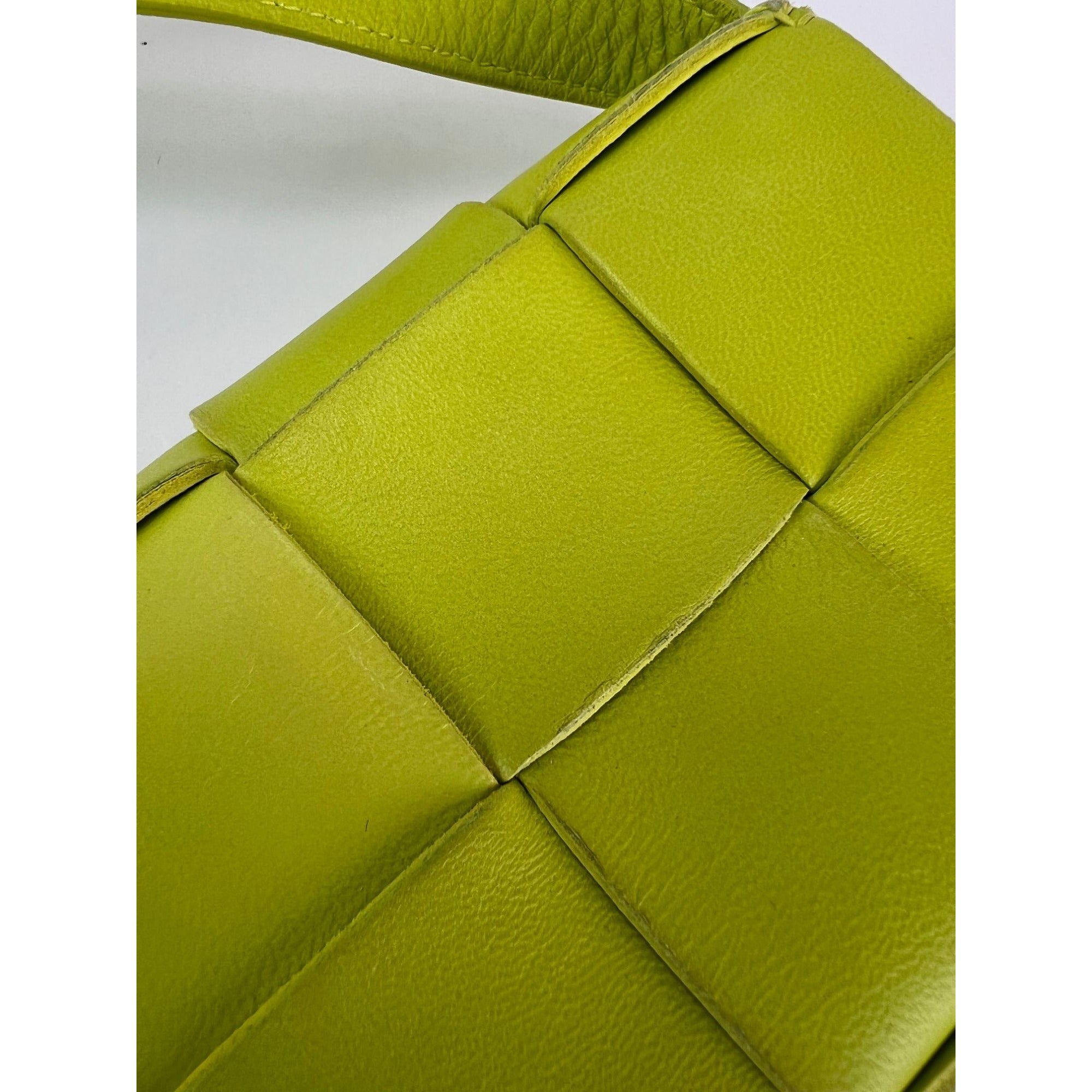 BOTTEGA VENETA Intrecciato Mini Cassette Lime Green Lambskin Crossbody Bag - 11
