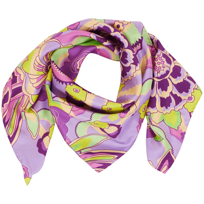 Silk Scarf Rainbow Flowers - 1